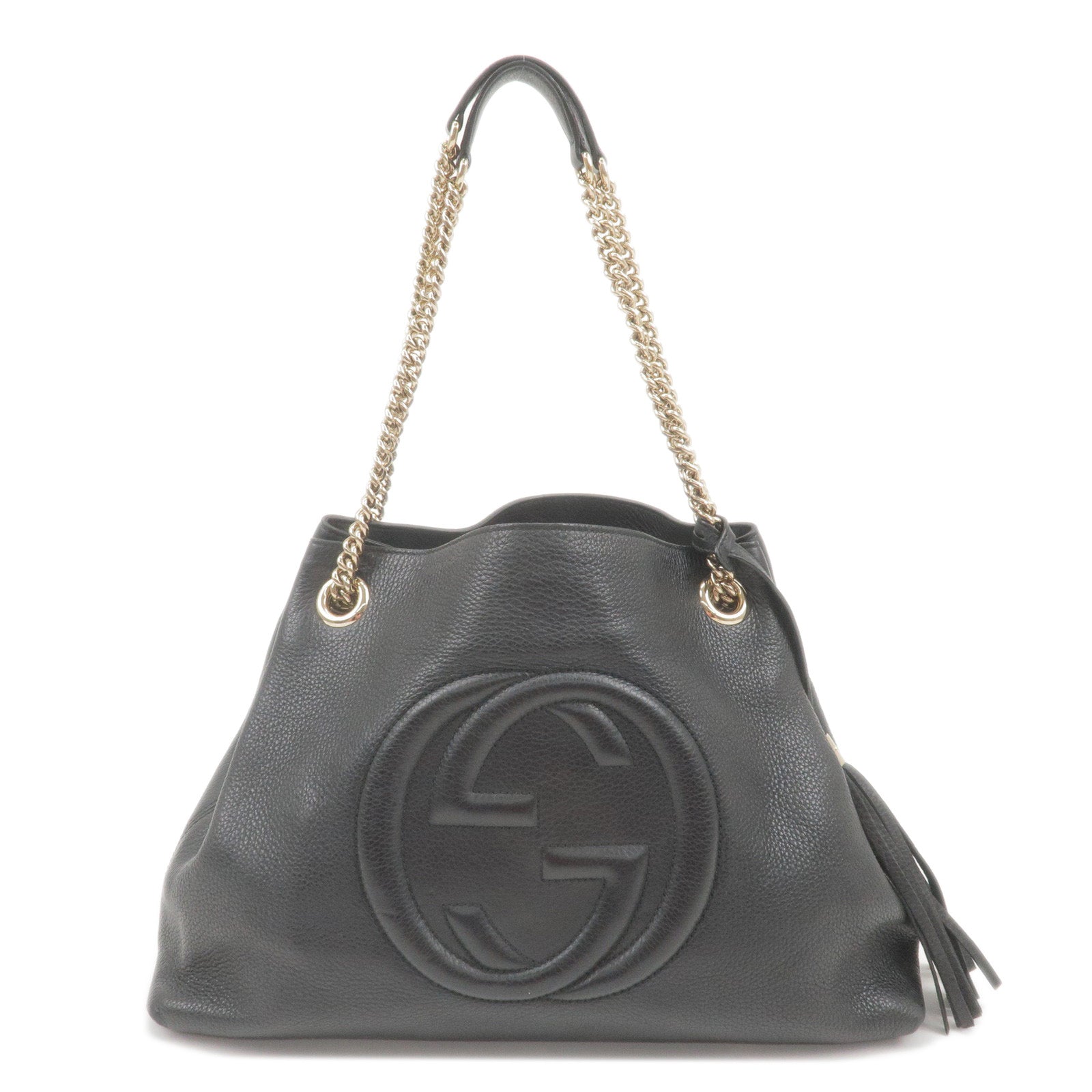 GUCCI SOHO Leather Chain Shoulder Bag Black 308982