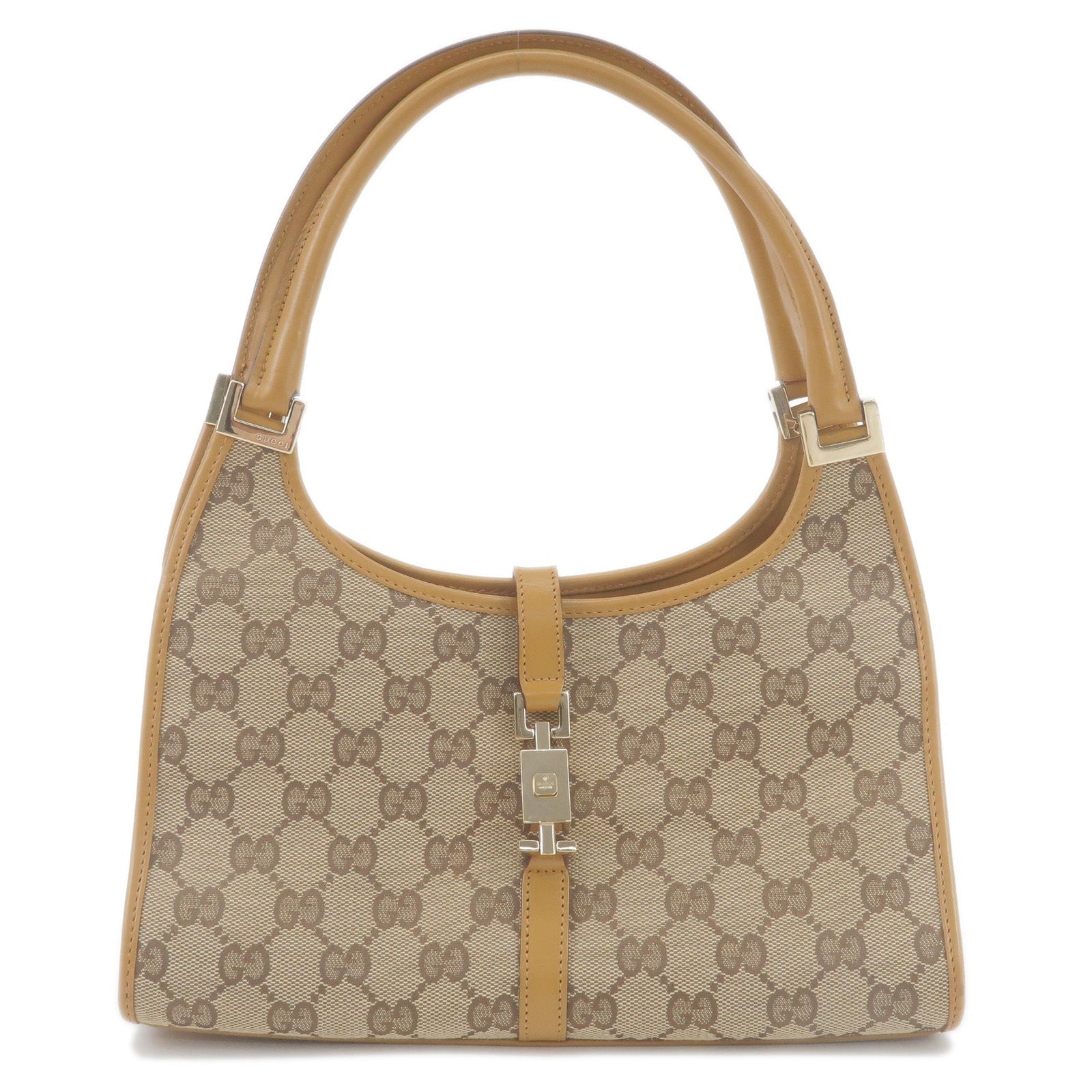 GUCCI Jackie GG Canvas Leather Shoulder Bag Beige 002.1068