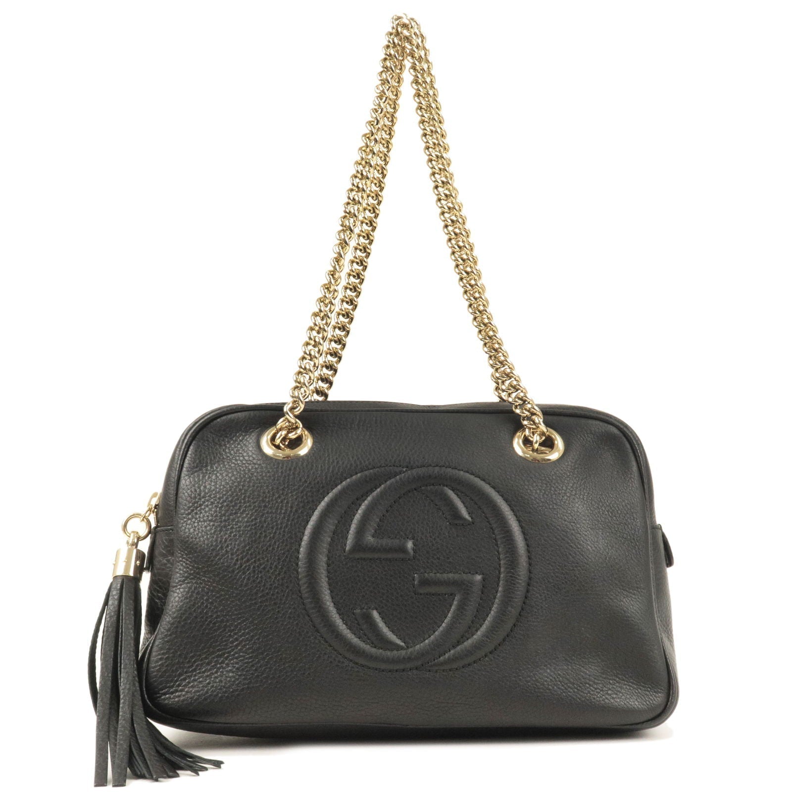 GUCCI SOHO Leather Chain Shoulder Bag Black 308983