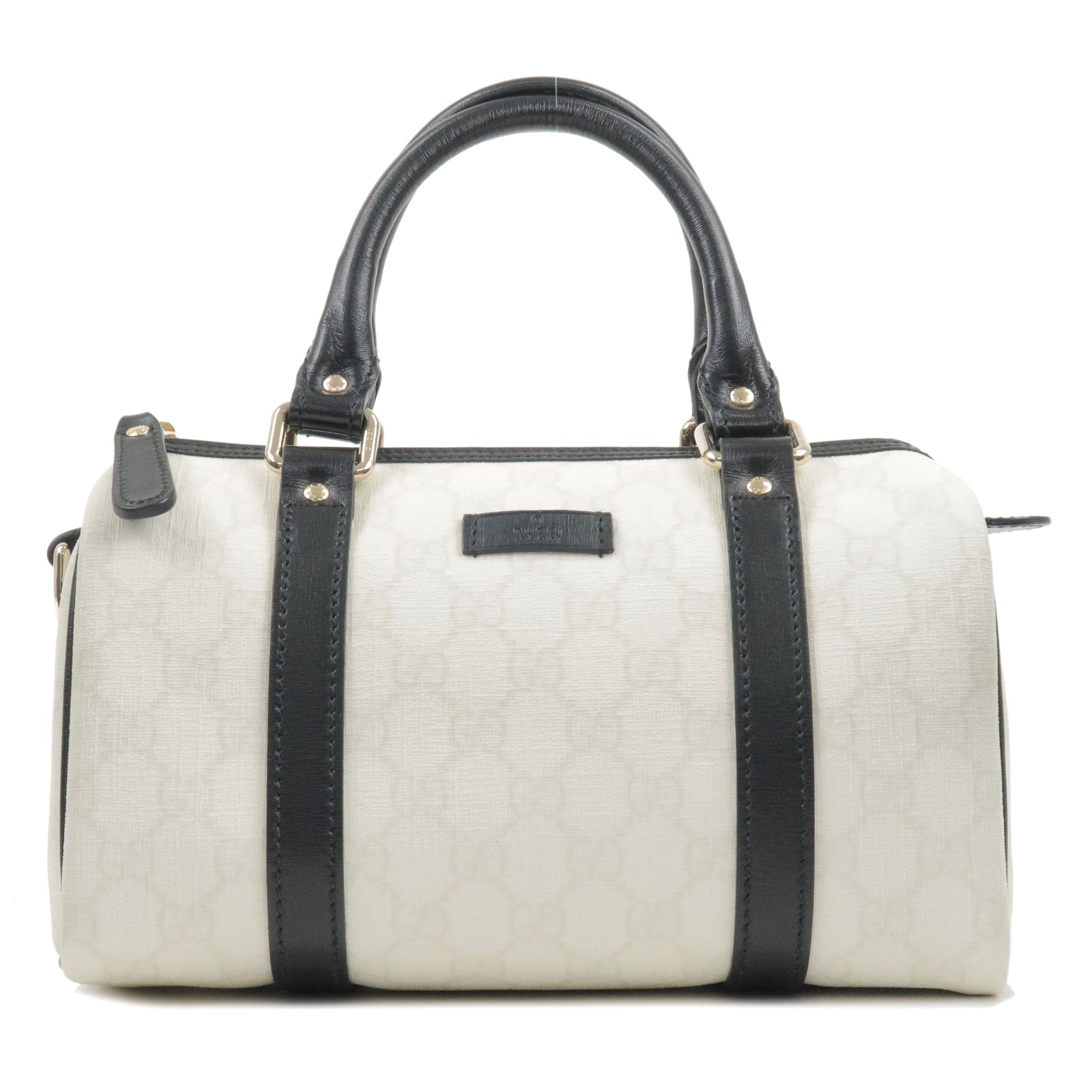 GUCCI GG Plus GG Supreme Leather Boston Bag Hand Bag Ivory 193604