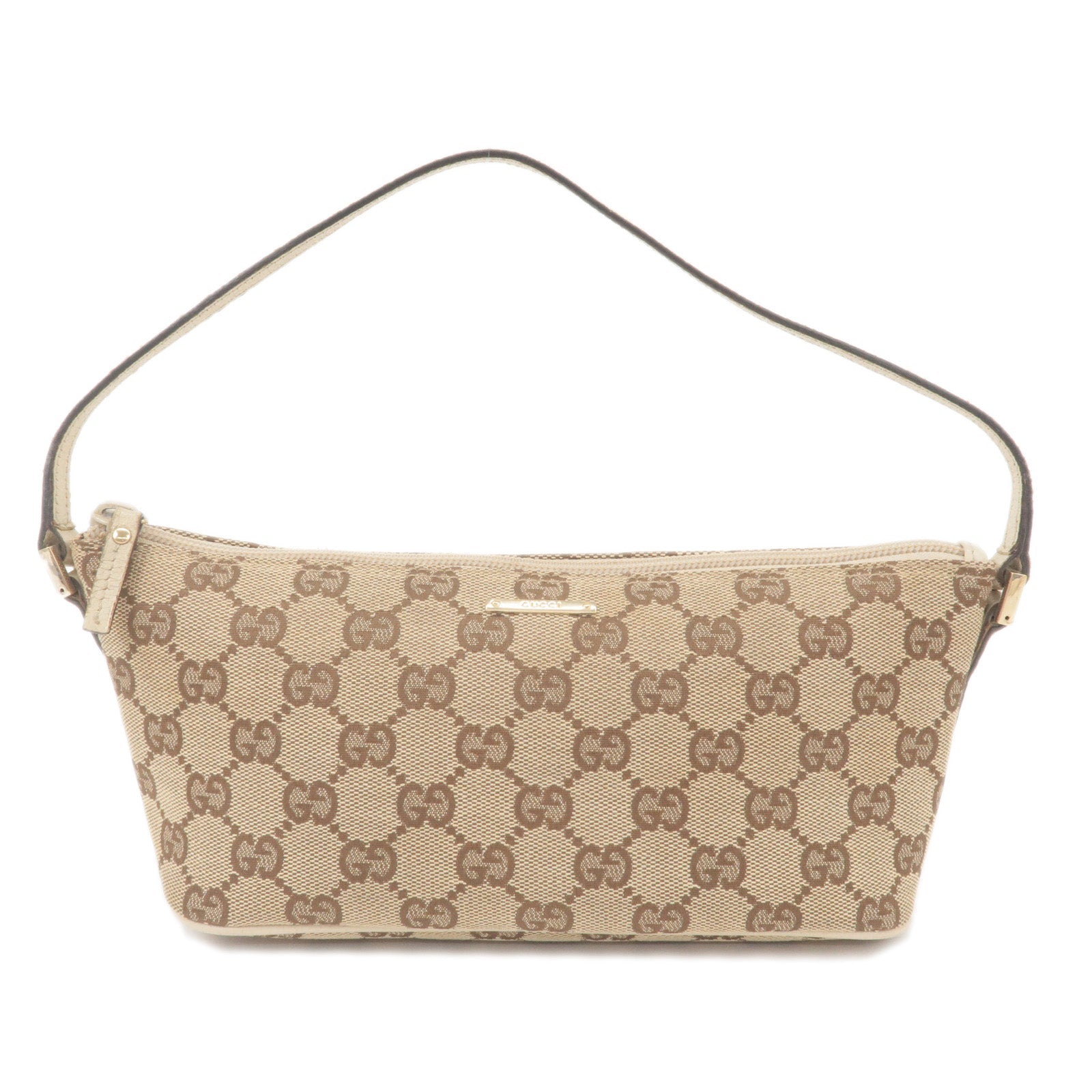 GUCCI Boat Bag GG Canvas Leather Hand Bag Beige Ivory 07198