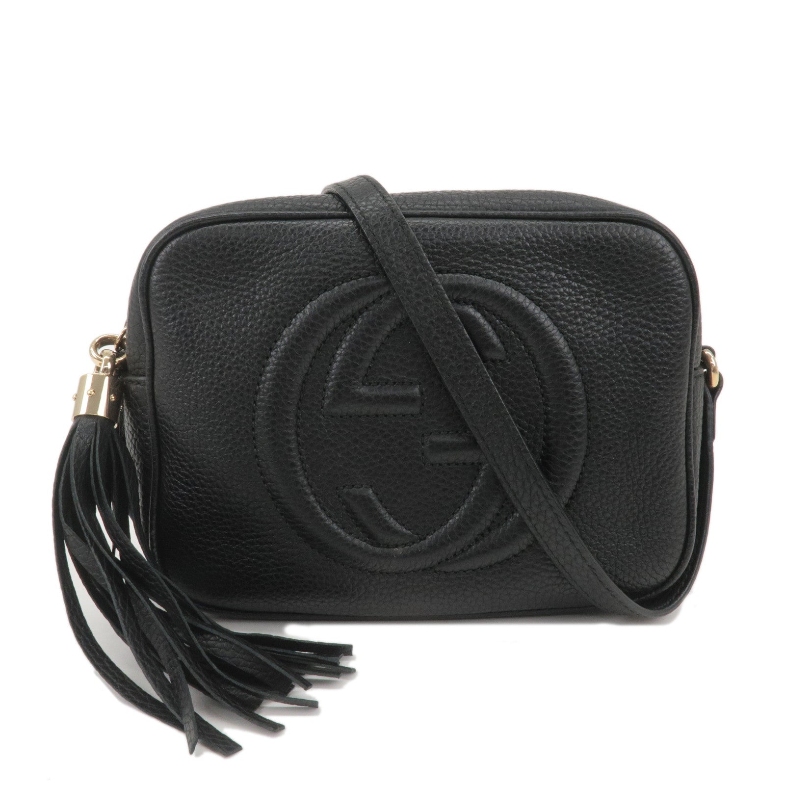 GUCCI SOHO Small Disco Leather Shoulder Bag Black 308364