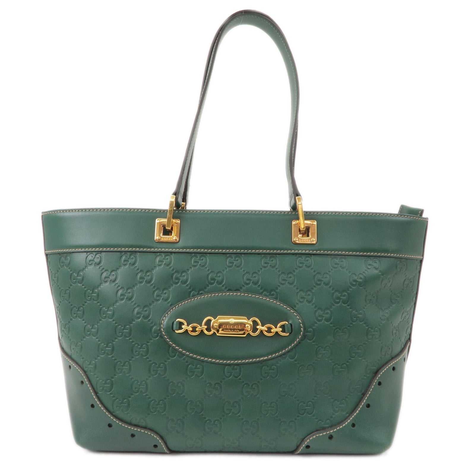 GUCCI Guccissima Leather Tote Bag Shoulder Bag Green 145993