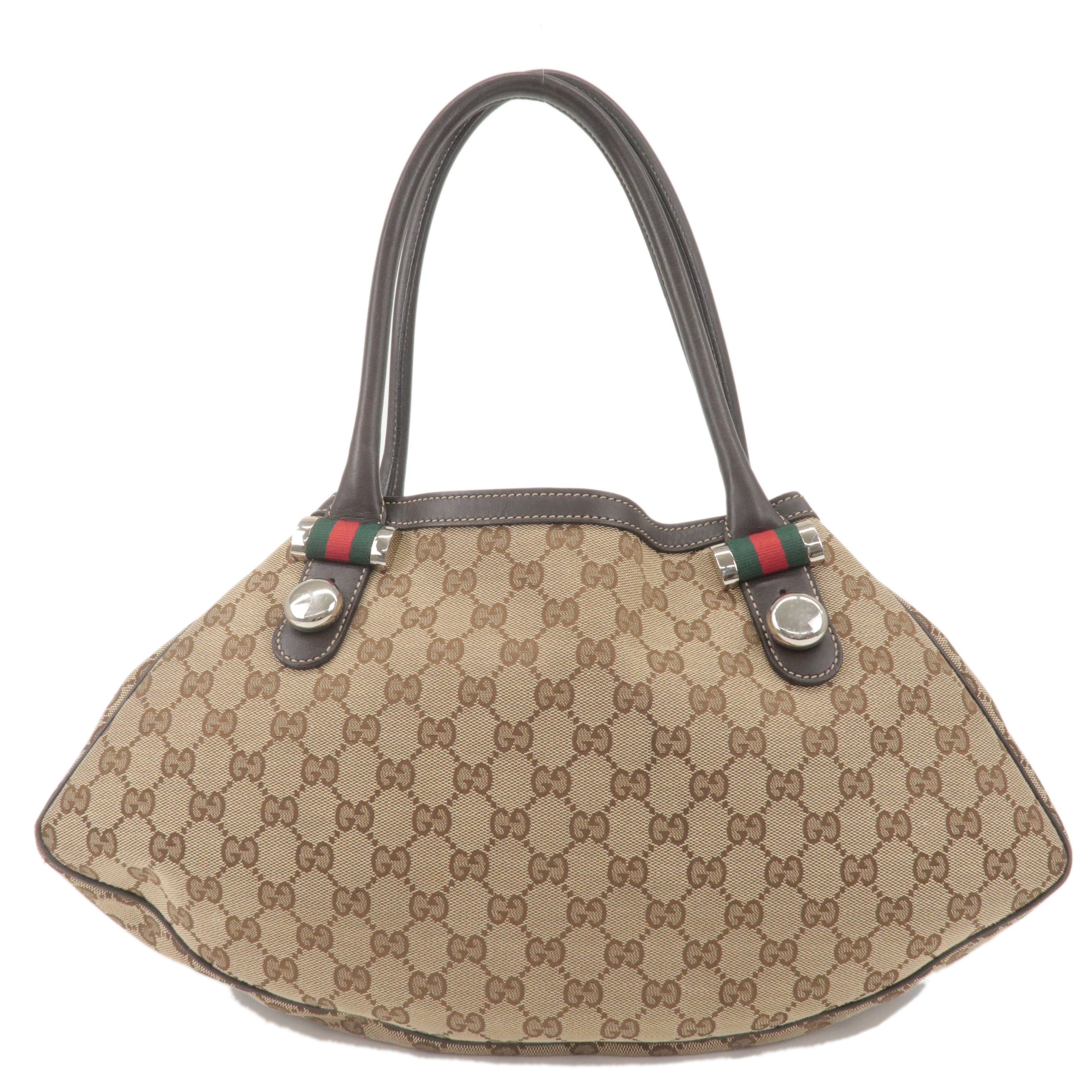 Gucci Sherry GG Canvas Leather Shoulder Bag Brown Beige 232971