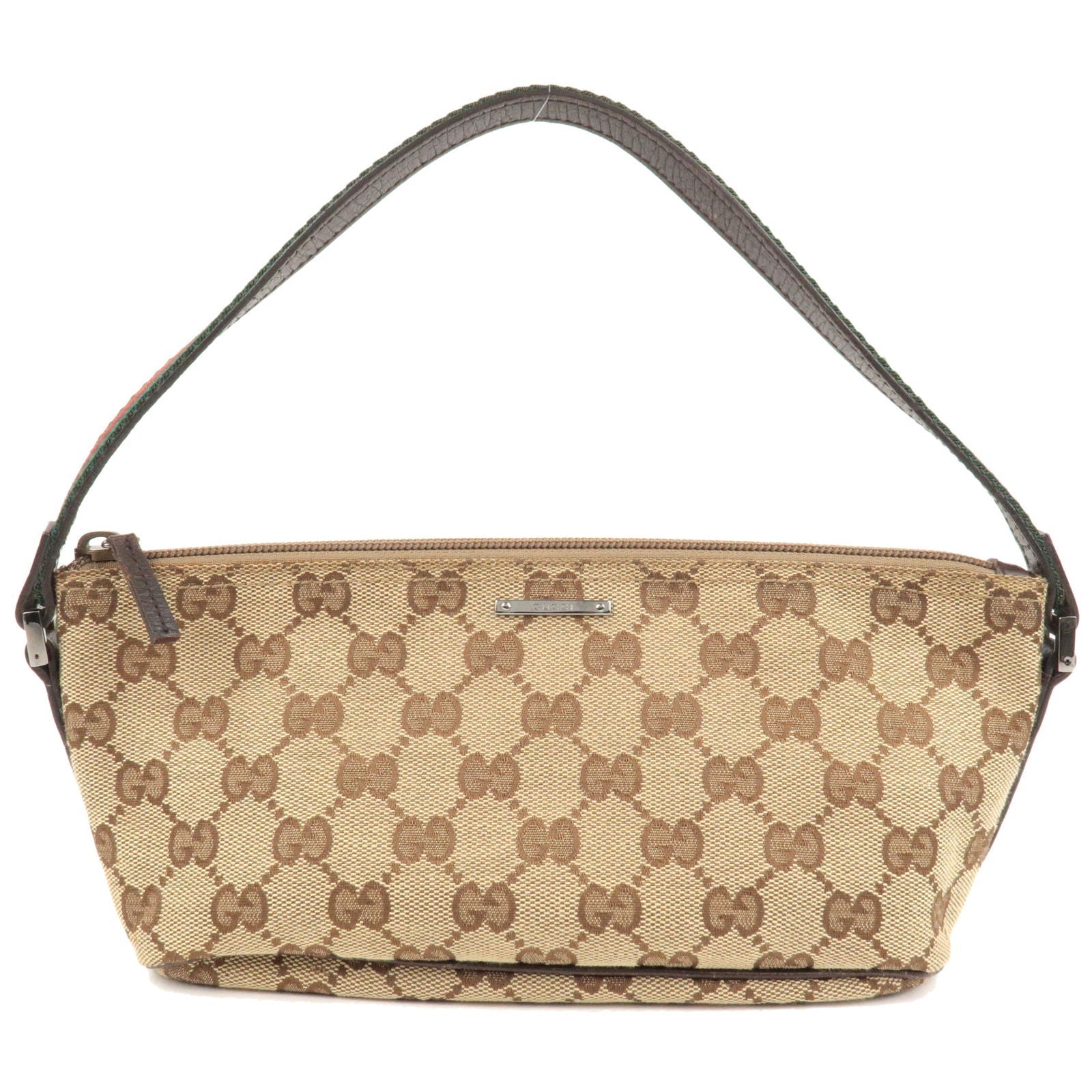 GUCCI Boat Bag Sherry GG Canvas Leather Beige Brown 141809