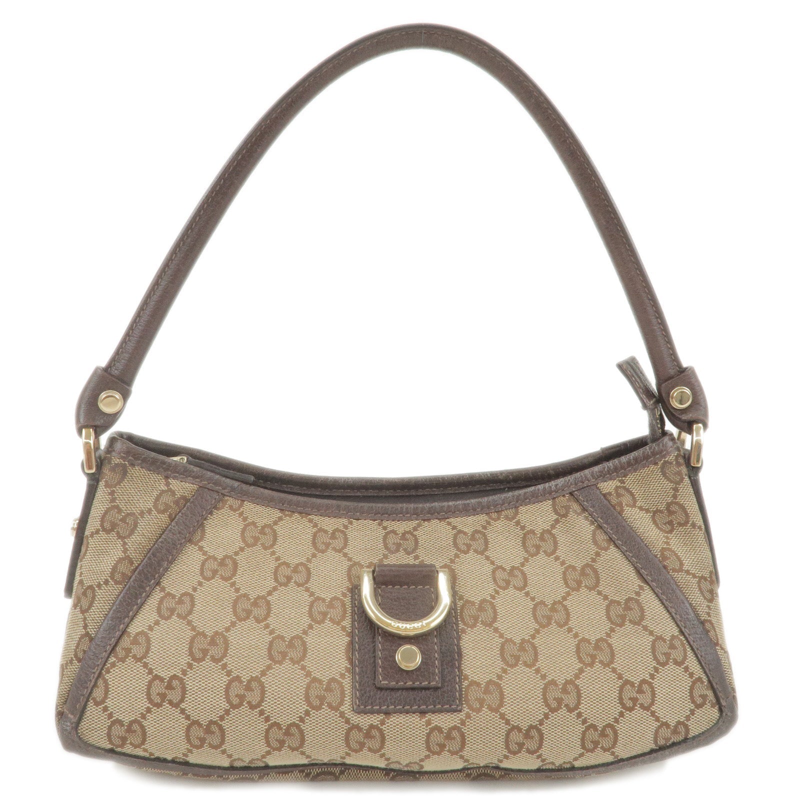 GUCCI Abbey GG Canvas Leather Shoulder Bag Beige Brown 130939