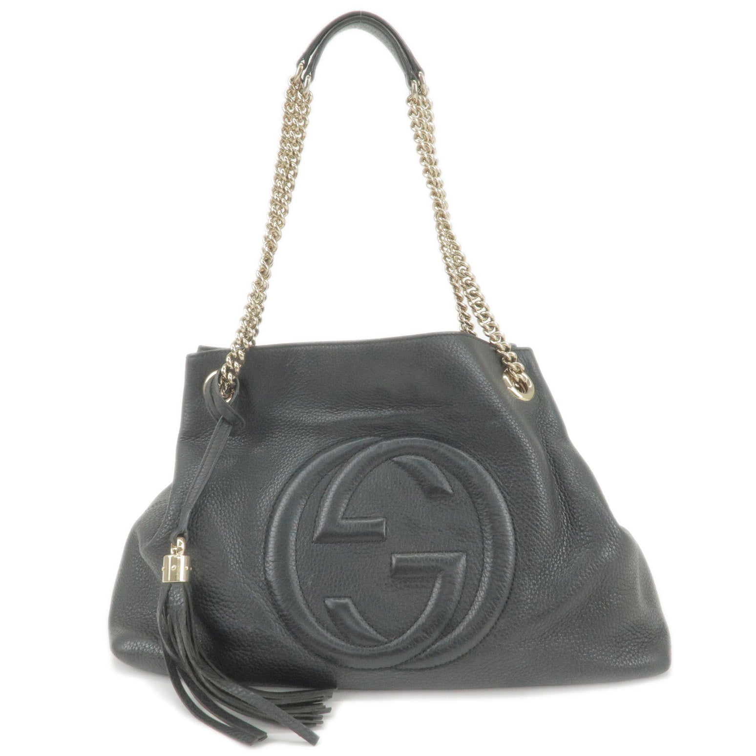 GUCCI SOHO Leather Chain Shoulder Bag Black 308982