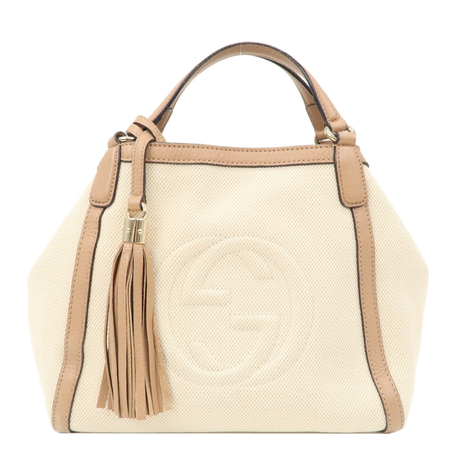 GUCCI SOHO Leather 2Way Hand Bag Shoulder Bag Ivory Beige 336751