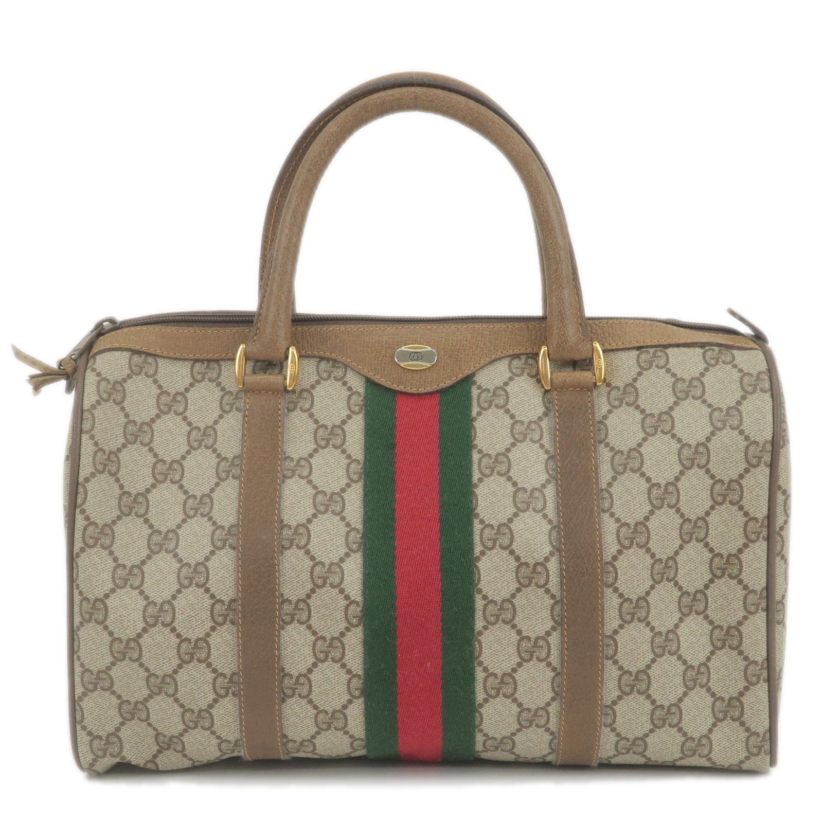 GUCCI Sherry Old Gucci GG Plus Leather Boston Bag 39.02.007