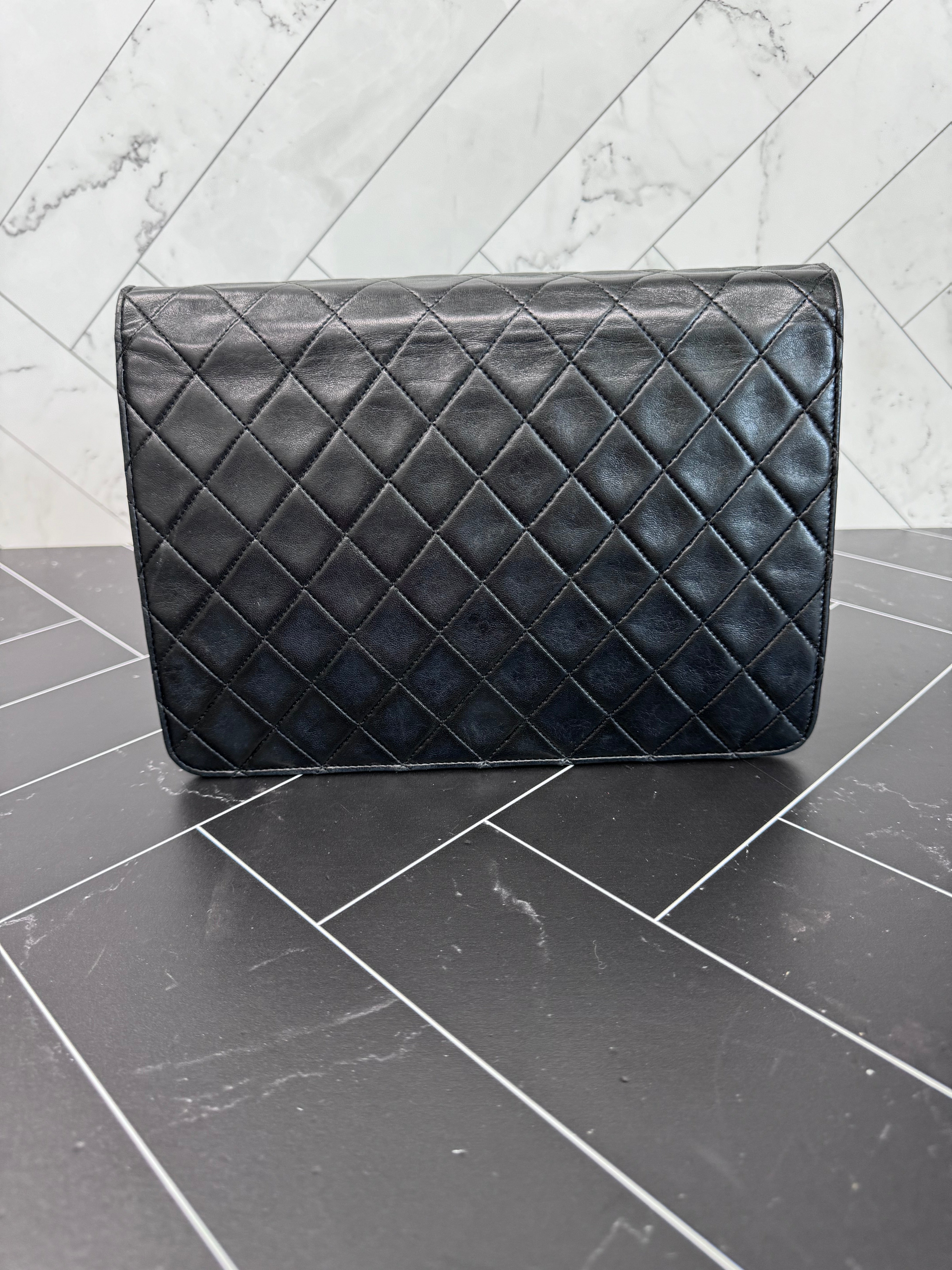 Chanel Vintage Black Lambskin Medium Single Flap