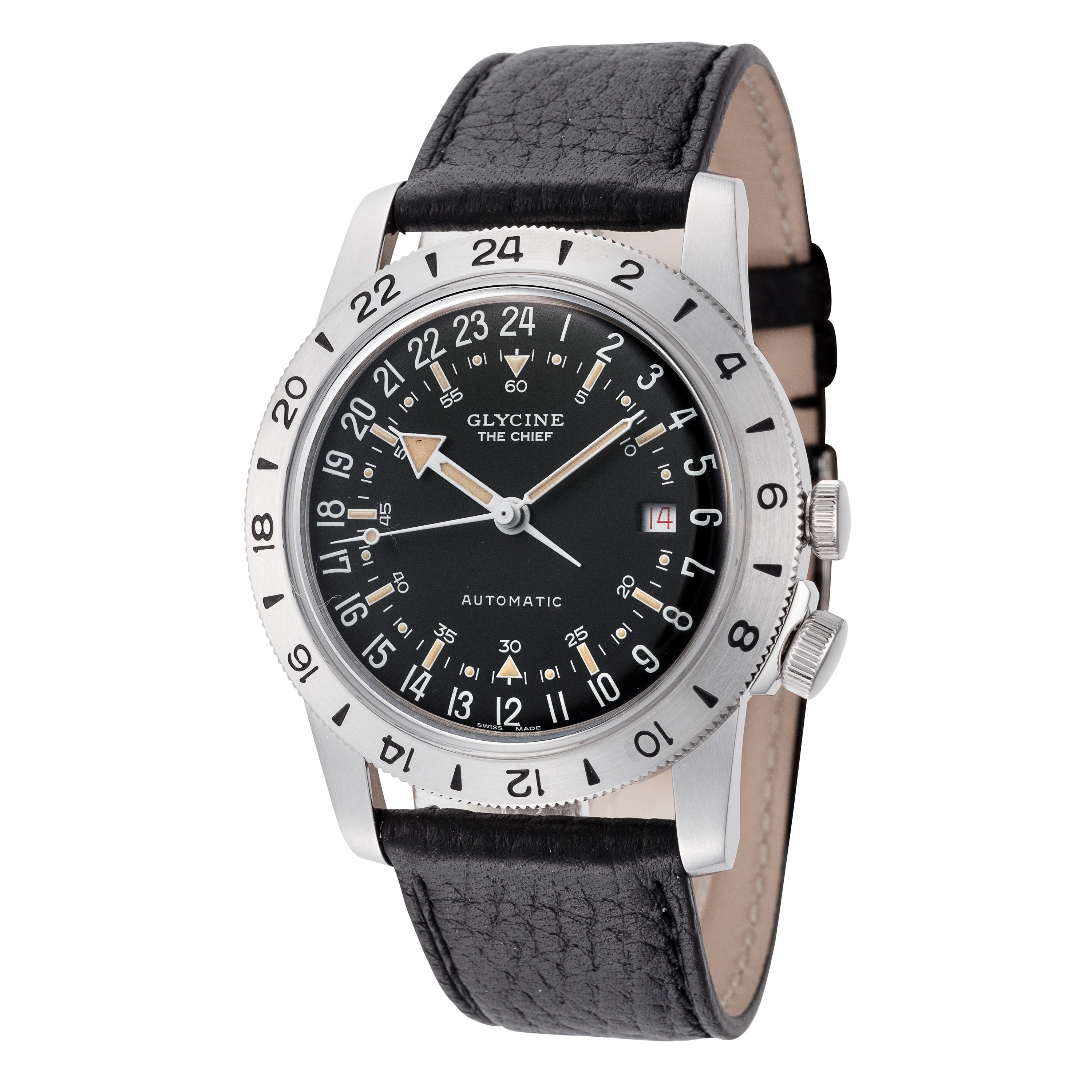 title:Glycine Unisex GL0469 Airman Vintage The Chief Purist 40mm Automatic Watch;color:Black