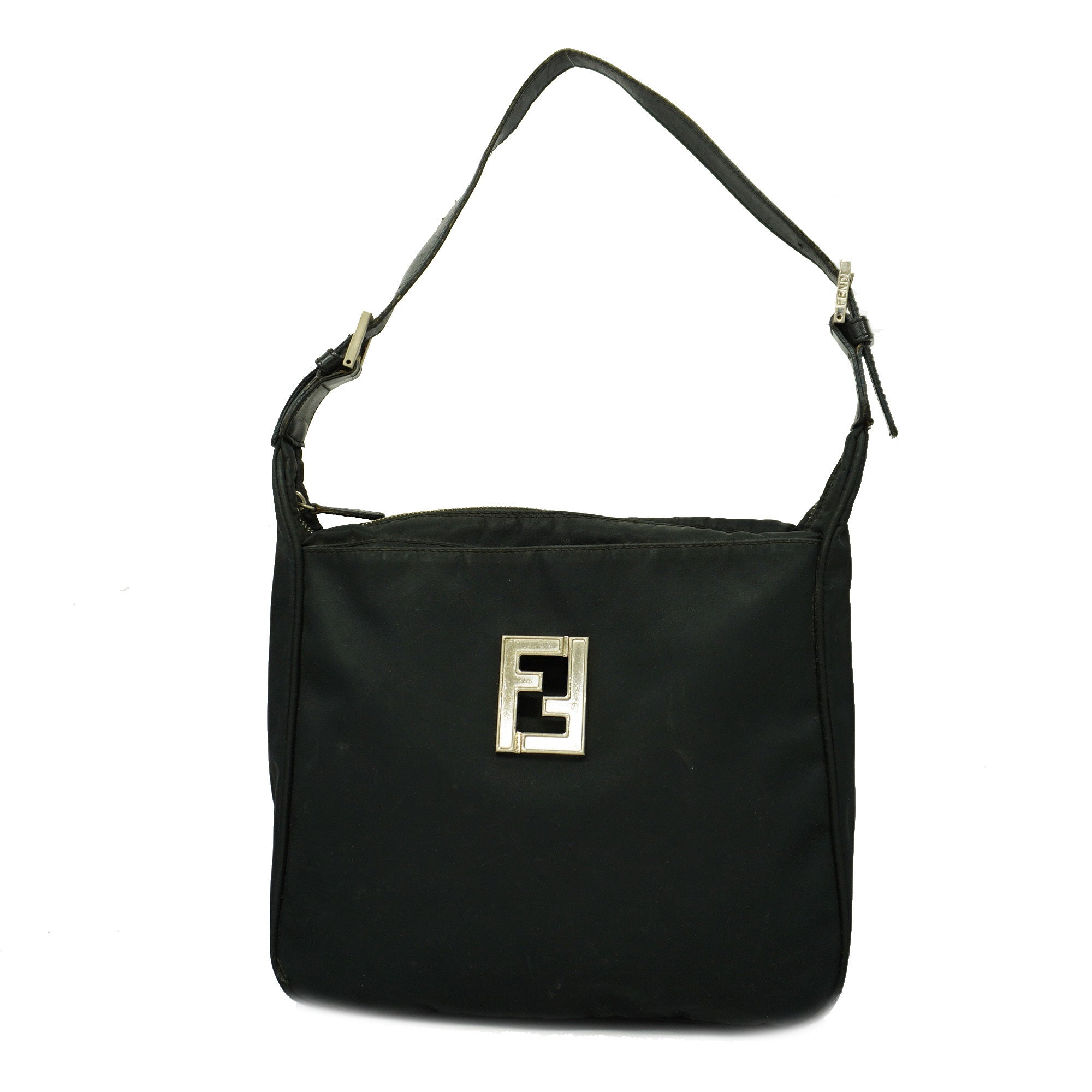 FENDI  FF Logo Women's Nylon Shoulder Bag Black