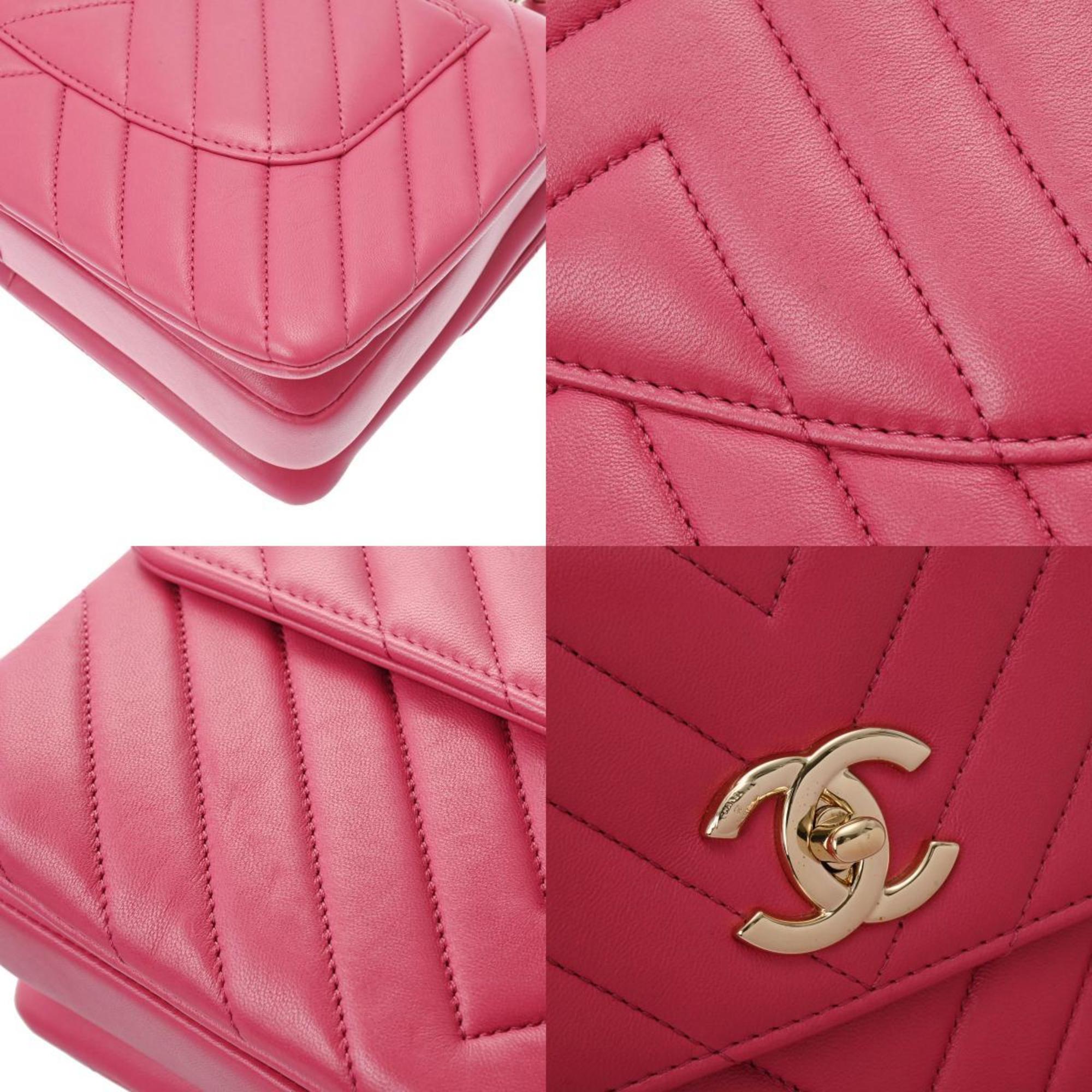 CHANEL V Stitch Flap Bag Pink Champagne A92236 Women's Lambskin