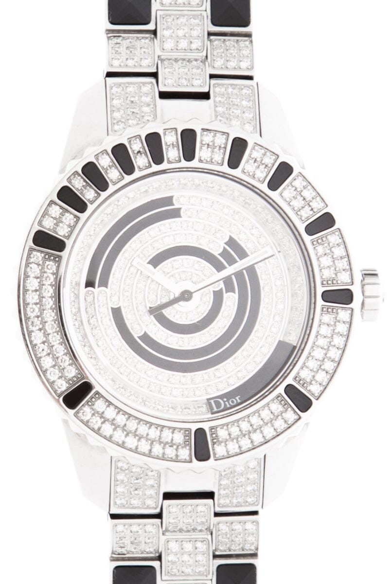 Dior Black & Silver Sapphire & Diamond Ladies Watch Set