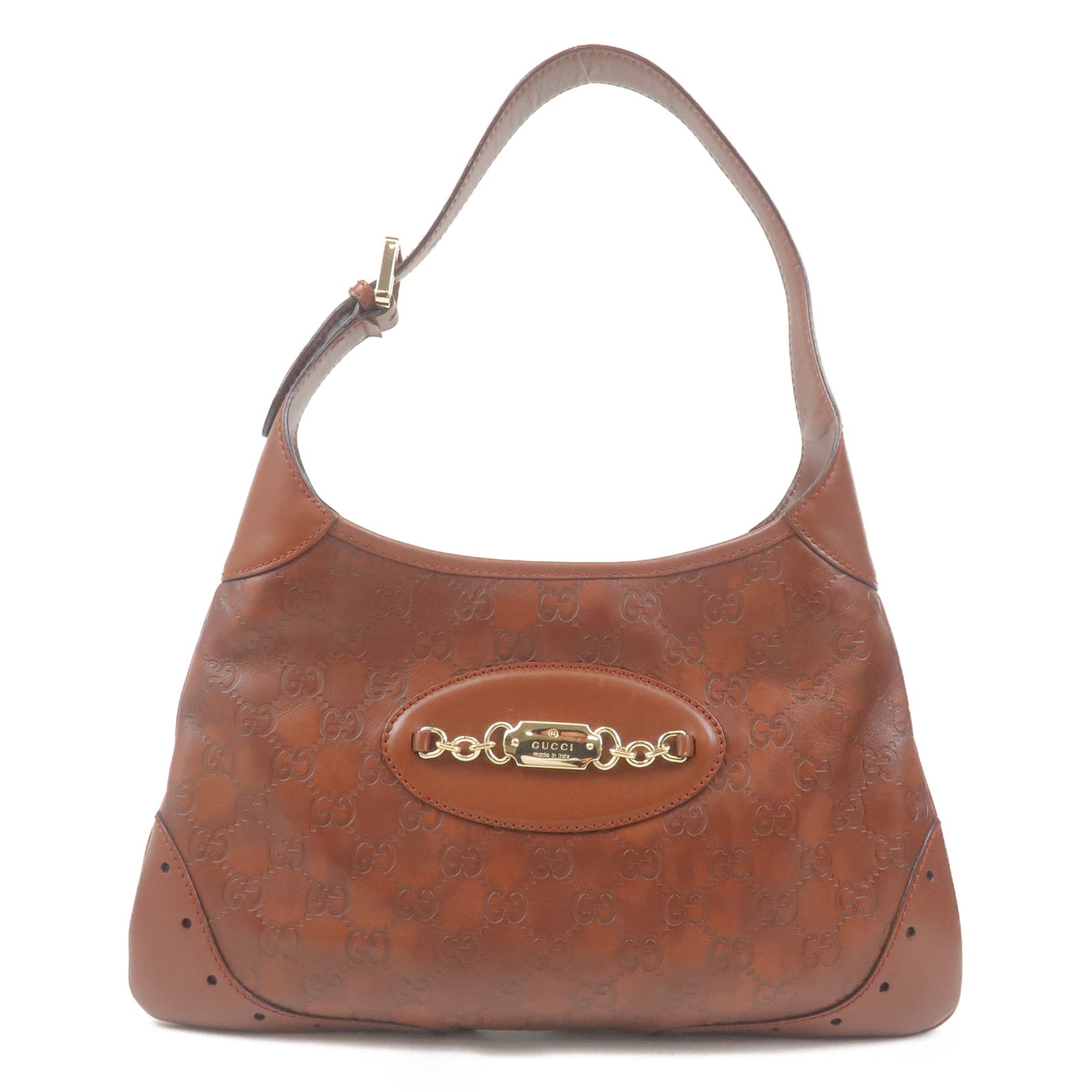 GUCCI Guccissima Leather Shoulder Bag Brown 145778