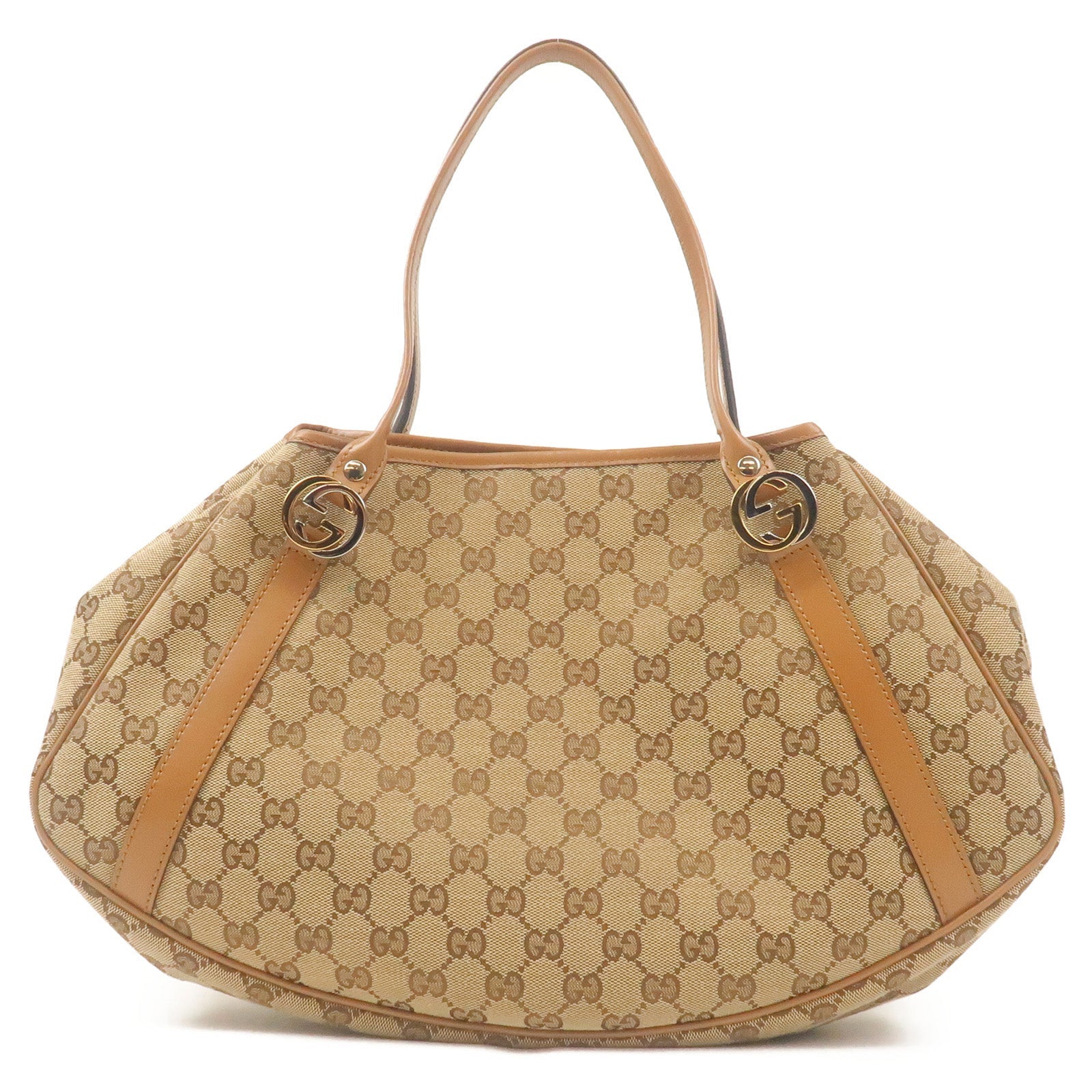 GUCCI Twins GG Canvas Leather Tote Bag Beige 232963 F/S