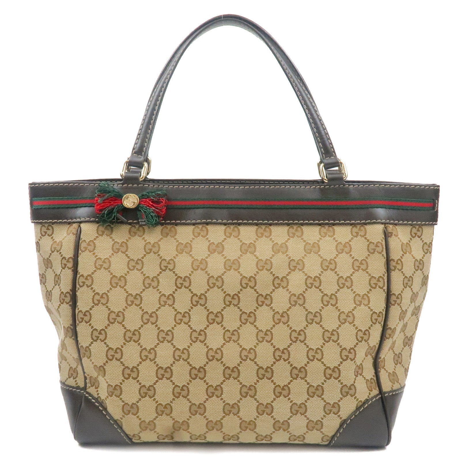 GUCCI Sherry Mayfair GG Canvas Leather Tote Bag Beige 257061