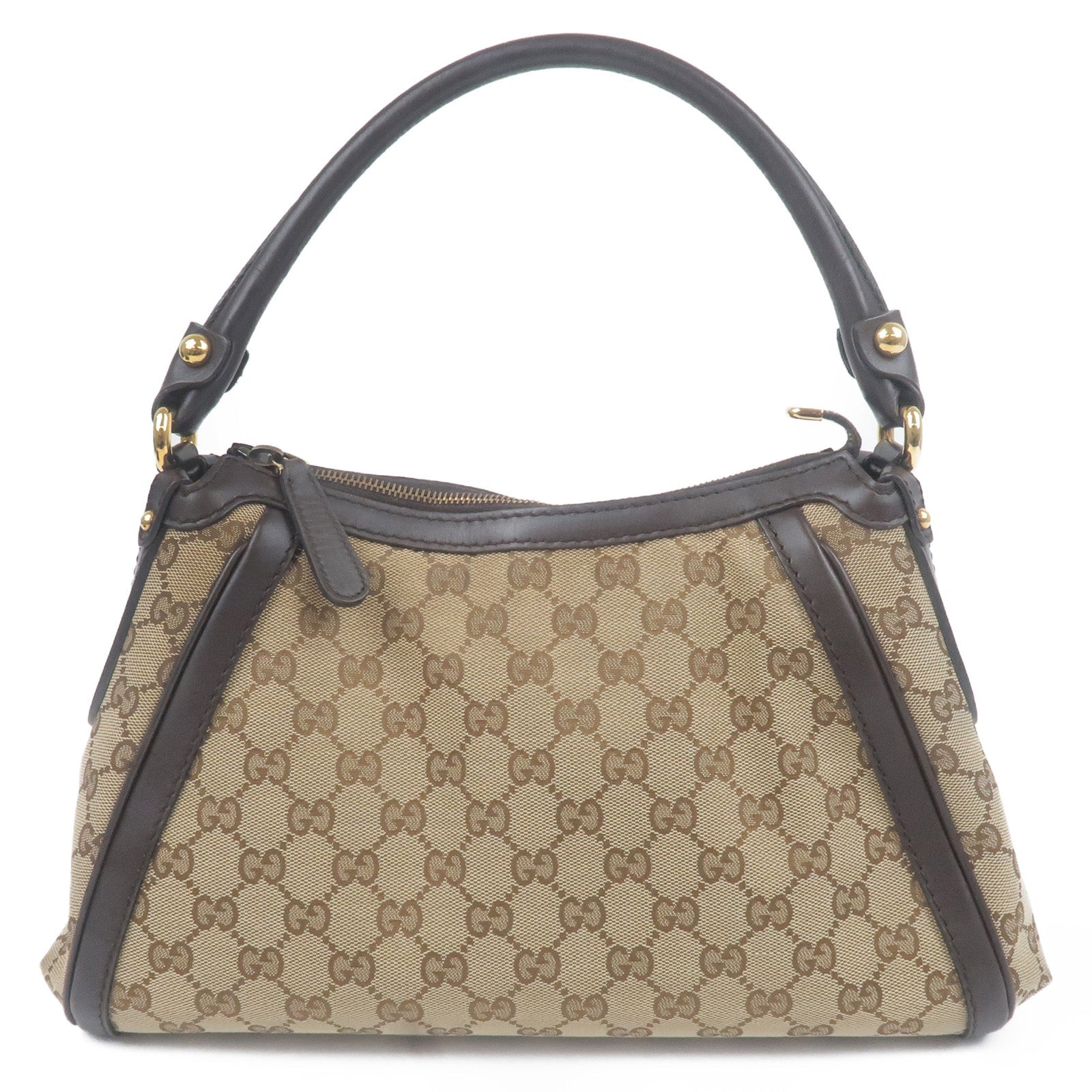 GUCCI GG Canvas Leather Shoulder Bag Beige Brown 282298