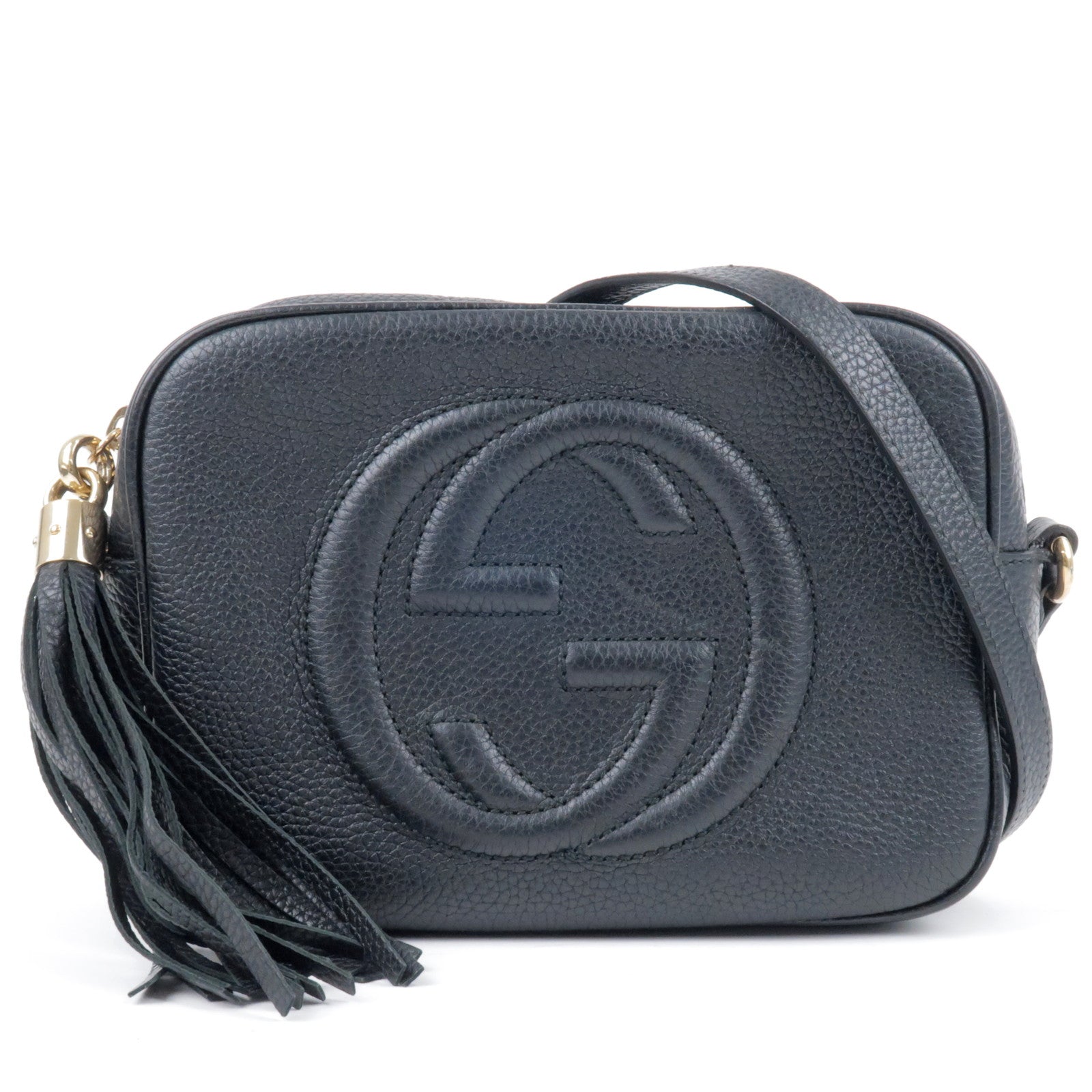 GUCCI SOHO Small Disco Leather Shoulder Bag Black 308364