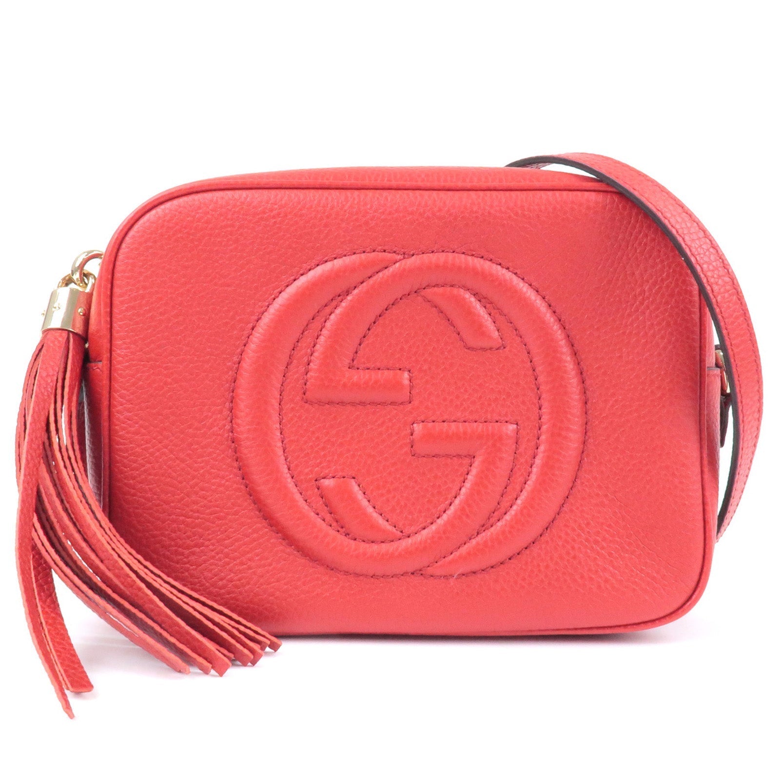 GUCCI SOHO Small Disco Leather Shoulder Bag Red 308364