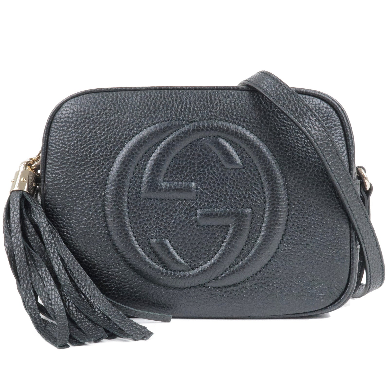 GUCCI SOHO Small Disco Leather Shoulder Bag Black 308364