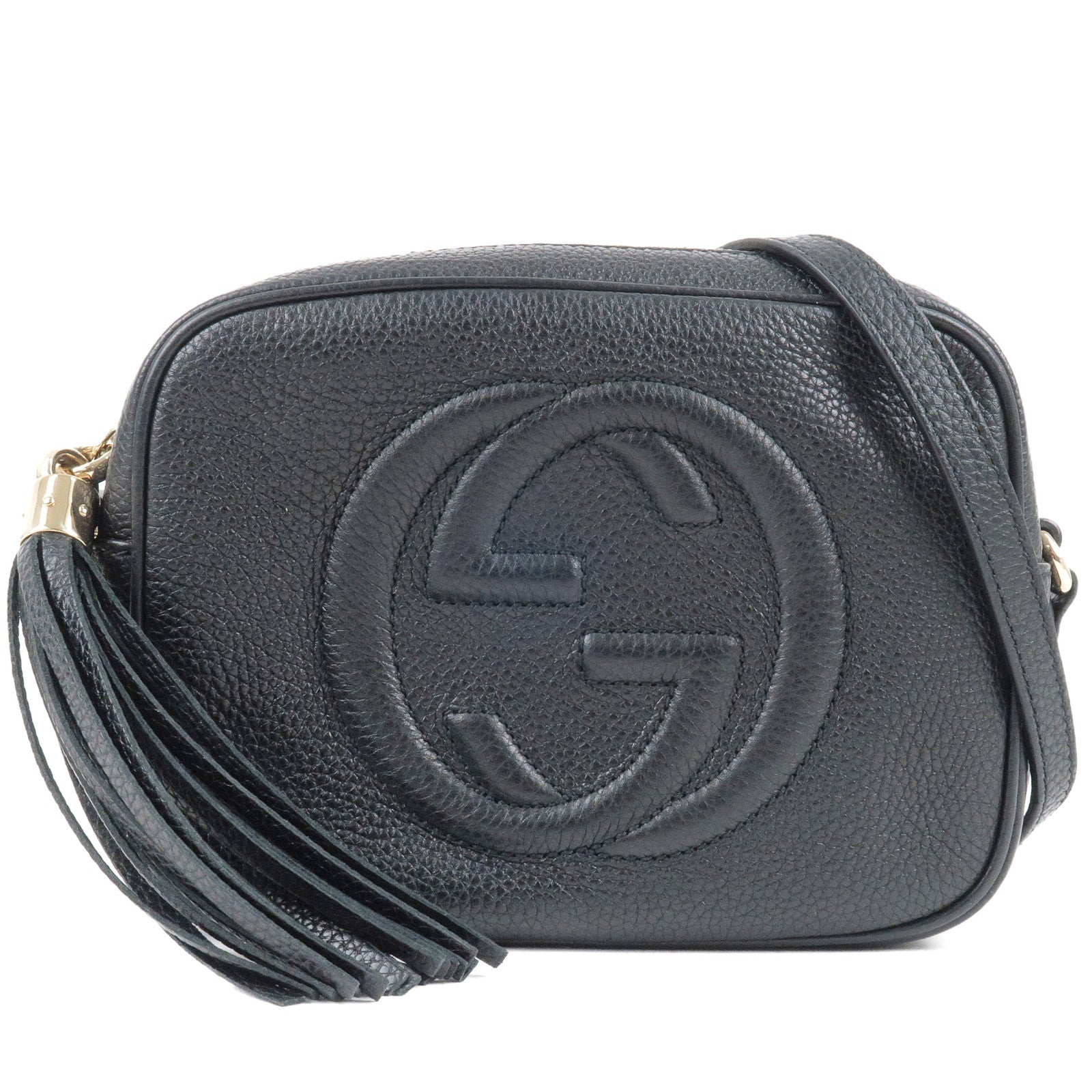 GUCCI SOHO Small Disco Leather Shoulder Bag Black 308364