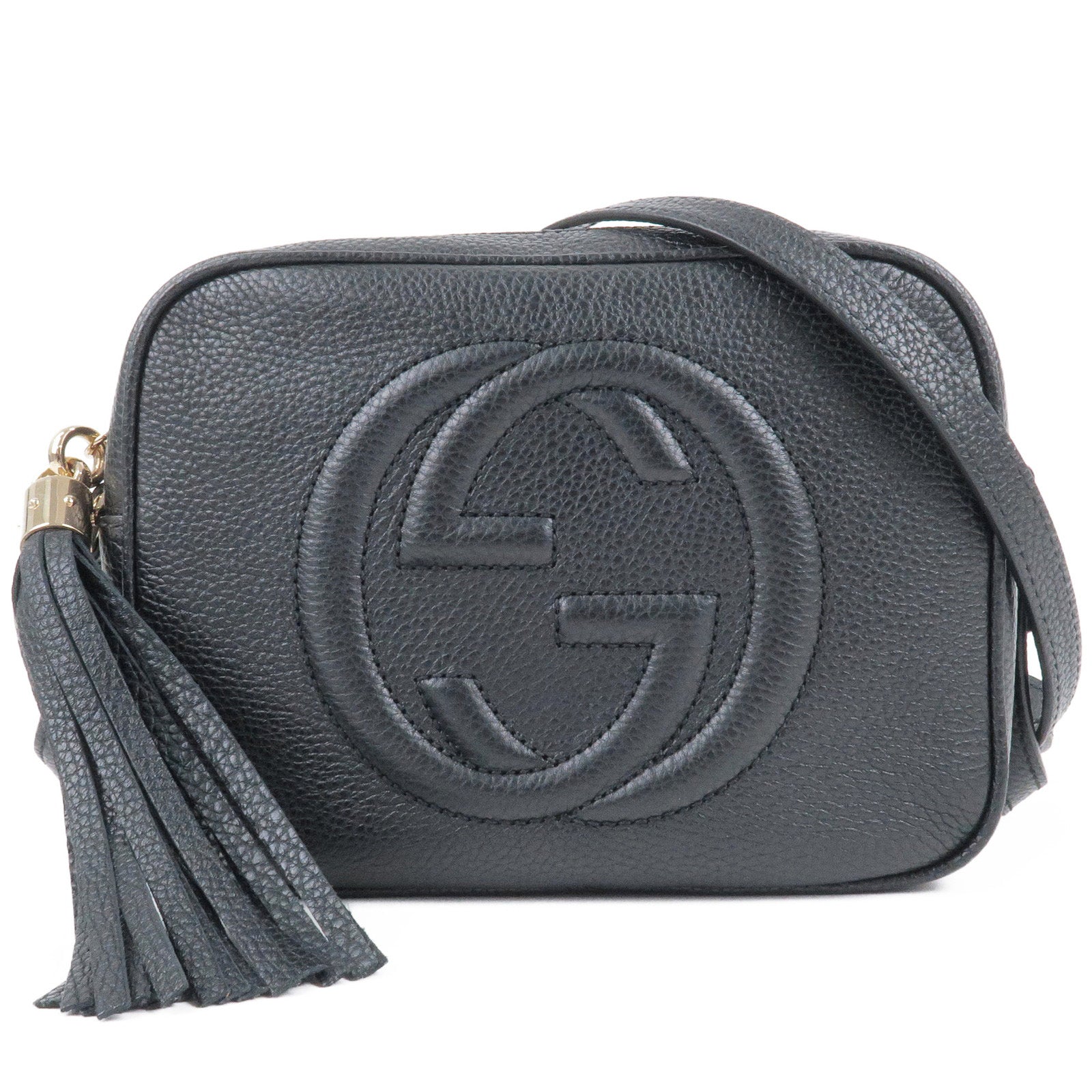 GUCCI SOHOi Small Disco Leather Shoulder Bag Black 308364