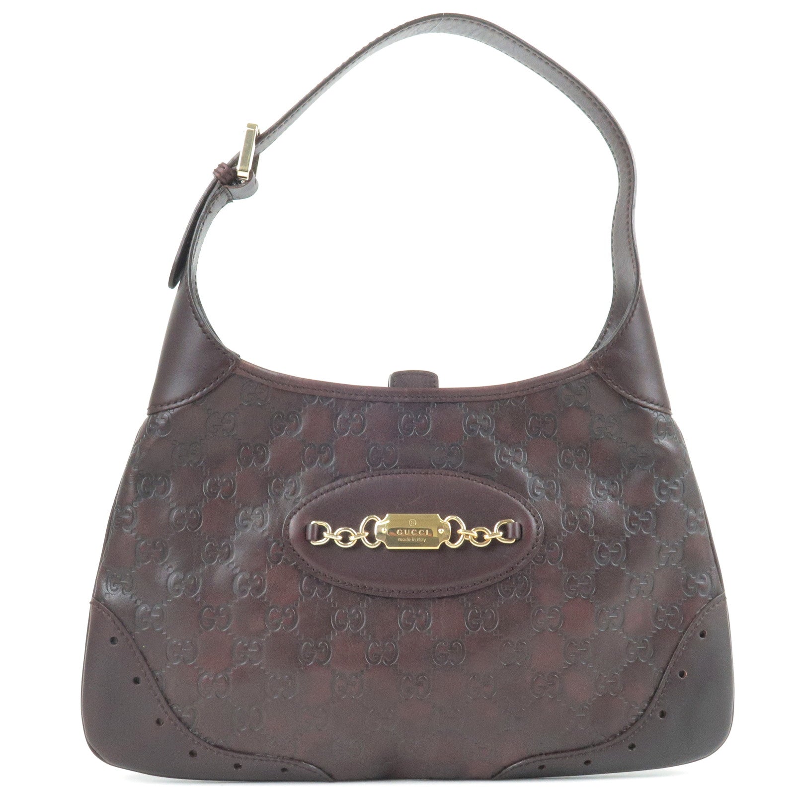 GUCCI Guccissima Leather Shoulder Bag Dark Brown 145778