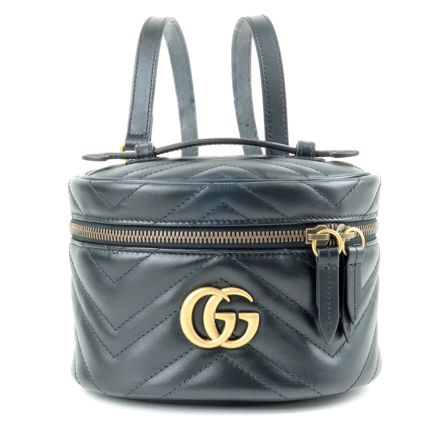 GUCCI GG Marmont Leather Back Pack Ruck Sack Black 598594