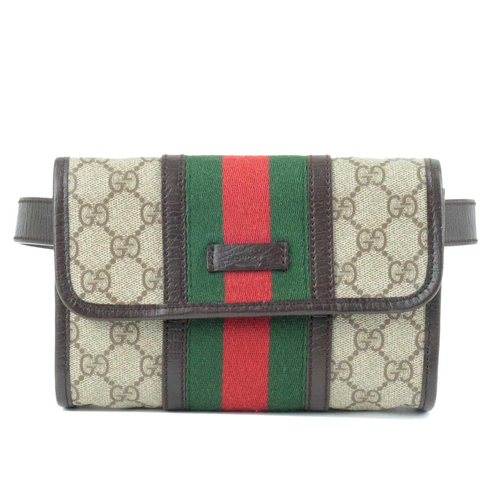 GUCCI Sherry GG Supreme GG Plus Leather Waist Pouch Beige 152597