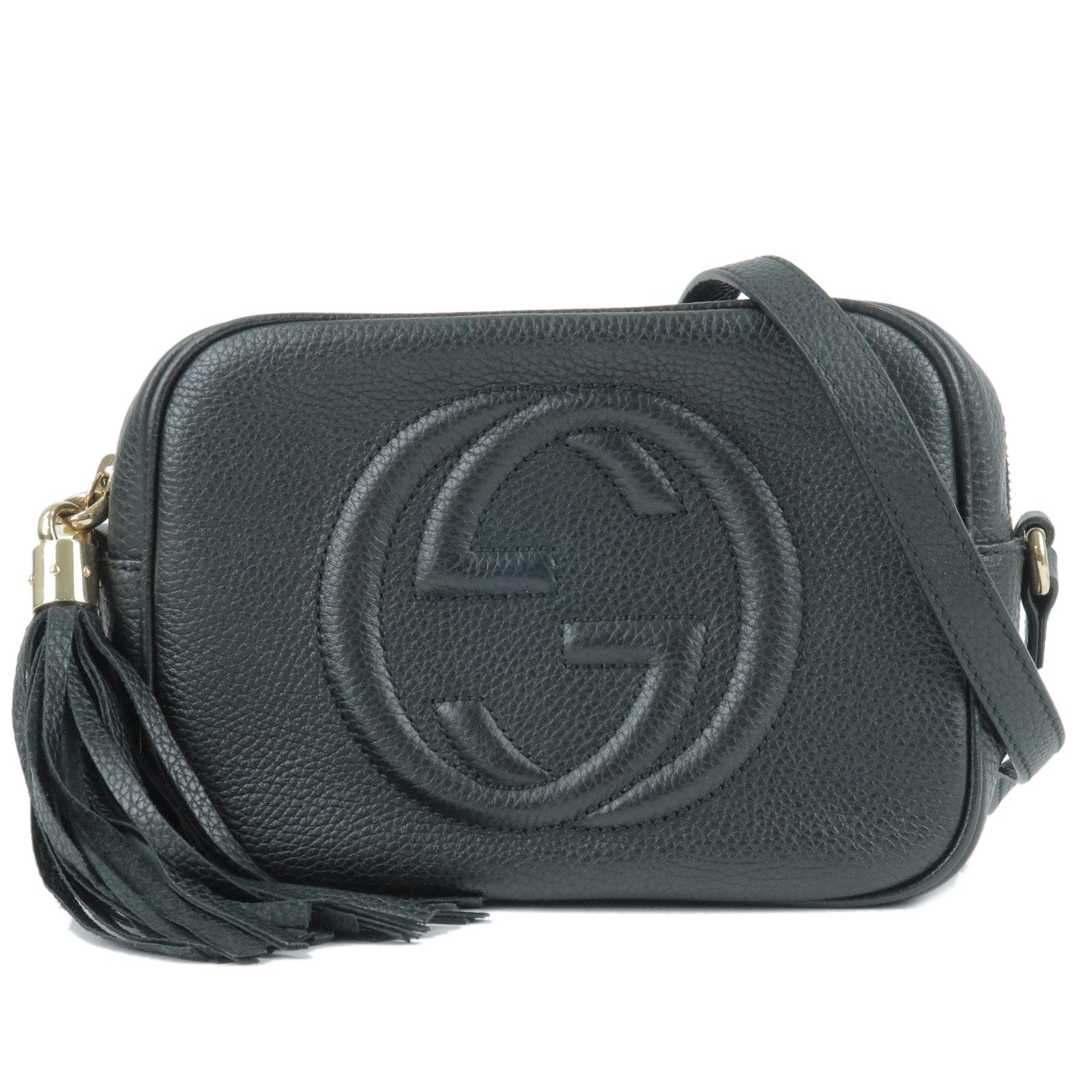 GUCCI SOHO Leather Small Disco Shoulder Bag Black 308364