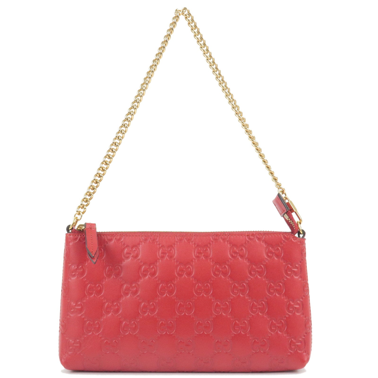 GUCCI Guccissima Leather Chain Accessory Pouch Red 428449