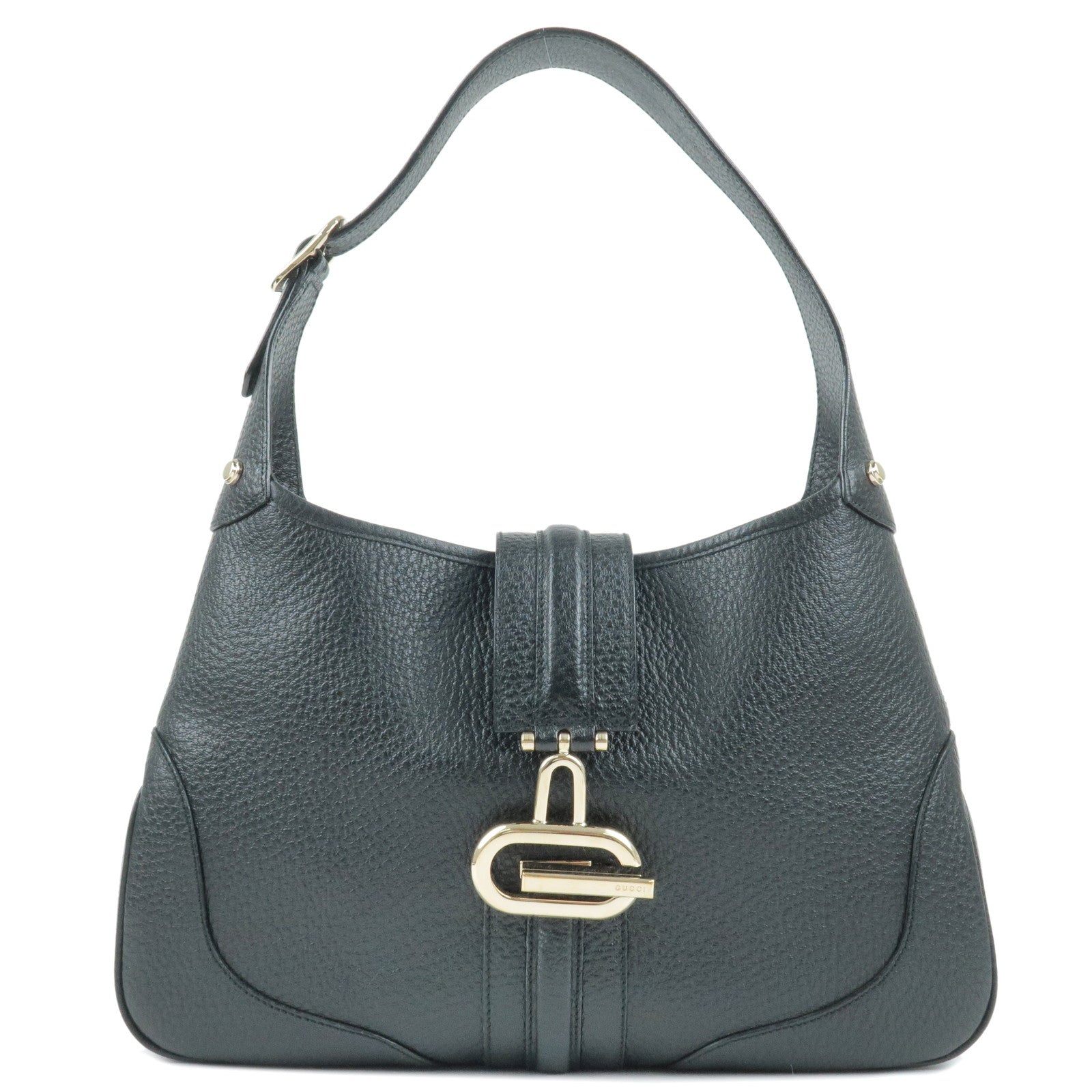 GUCCI Leather Shoulder Bag Hand Bag Black 130779