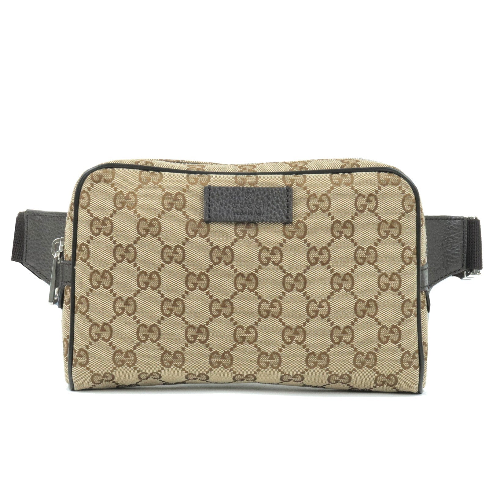 GUCCI GG Canvas Leather Waist Pouch Body Bag Beige 449174