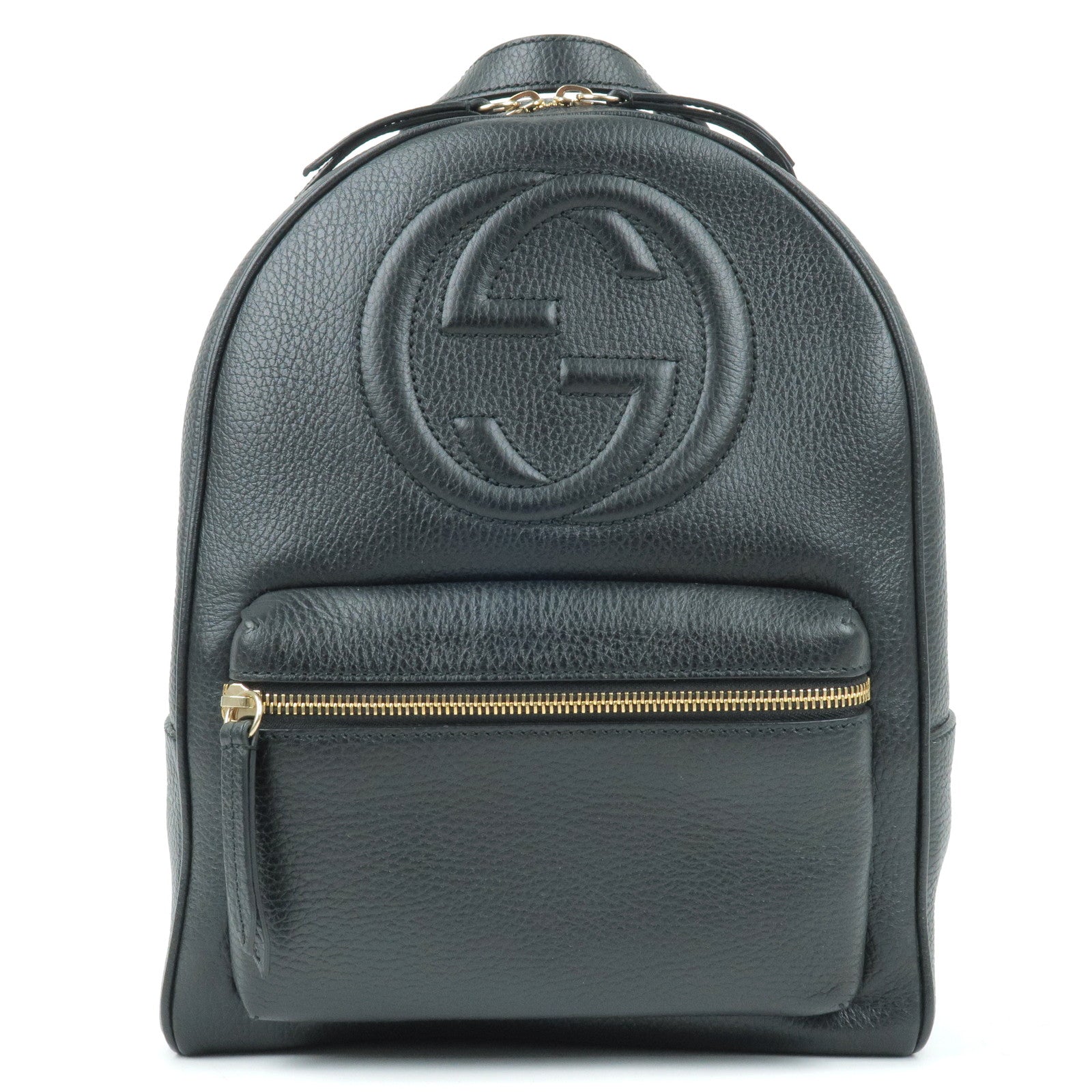 GUCCI SOHO Interlocking Leather Ruck Sack Back Pack Black 536192