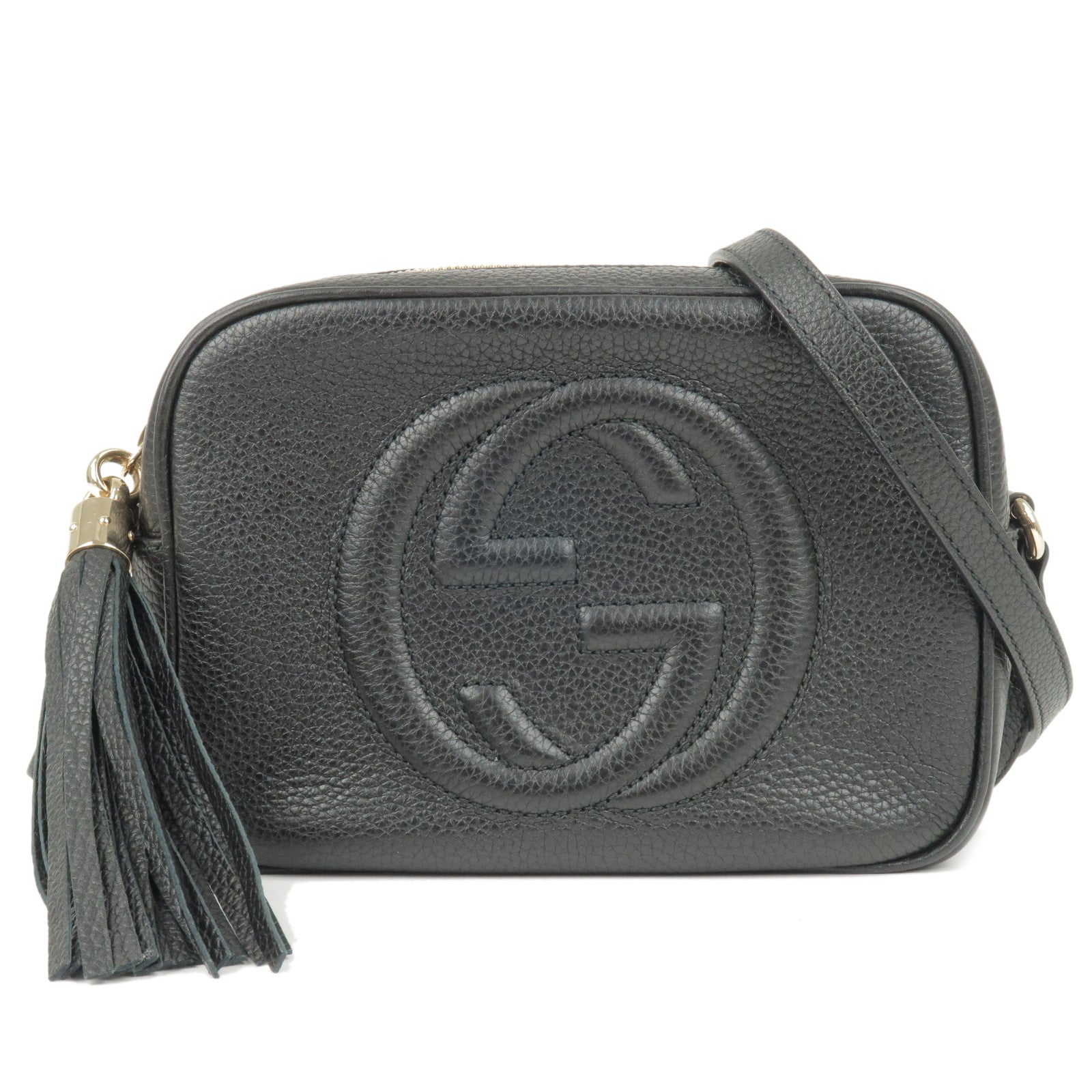 GUCCI SOHO Small Disco Leather Shoulder Bag Black 308364