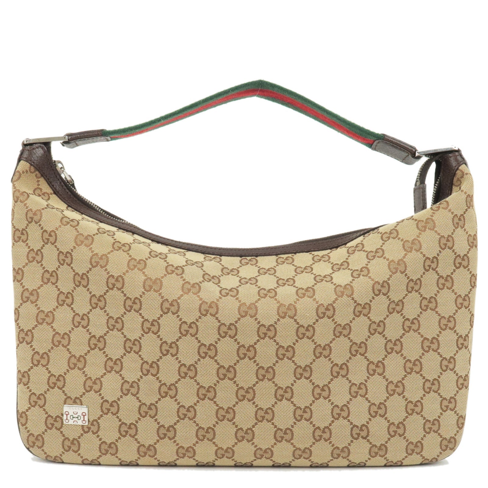 GUCCI Sherry Line GG Canvas Leather Shoulder Bag Beige 146243