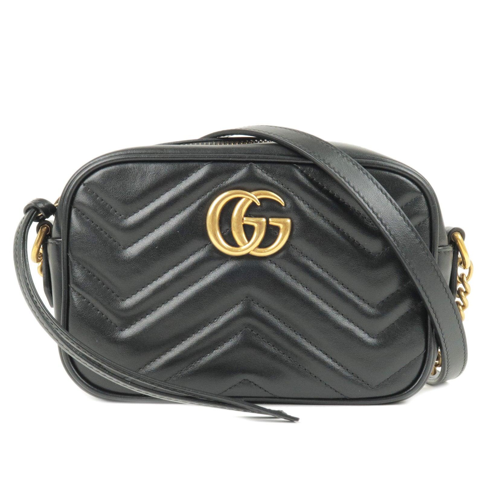 GUCCI GG Marmont Leather Shoulder Bag Crossbody Bag Black 448065