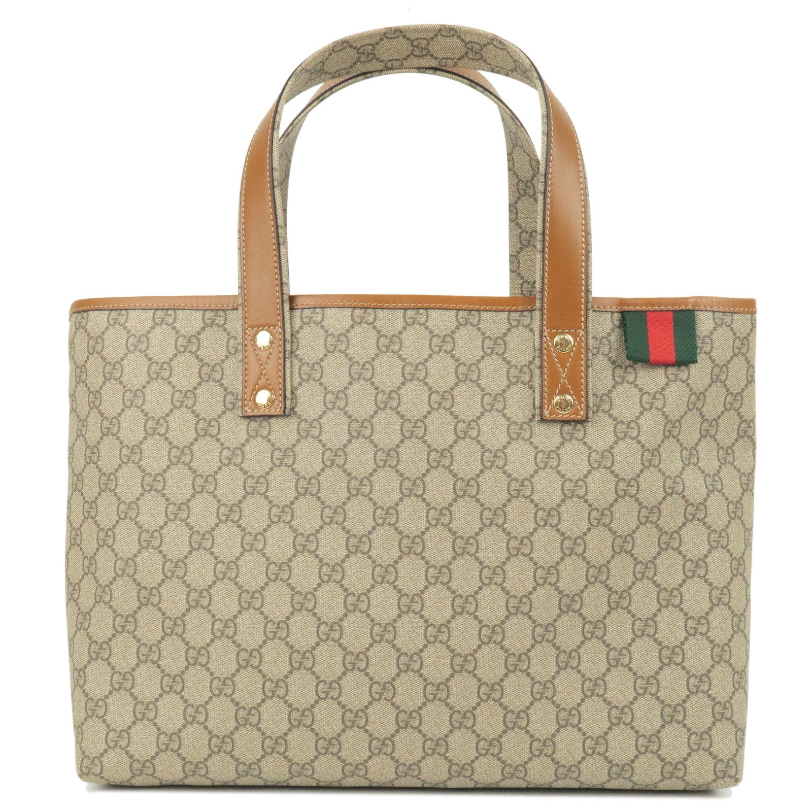 GUCCI Sherry GG Plus GG Supreme Leather Tote Bag Beige 211134