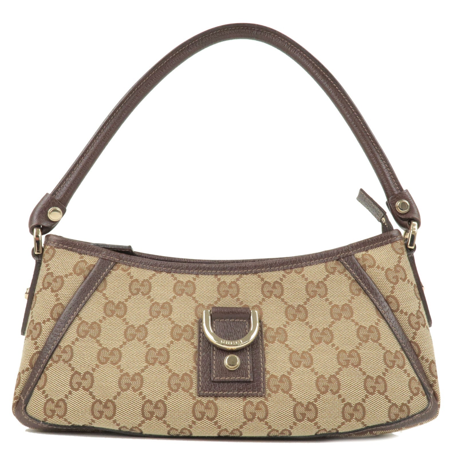 GUCCI Abbey GG Canvas Leather Shoulder Bag Beige Brown 130939