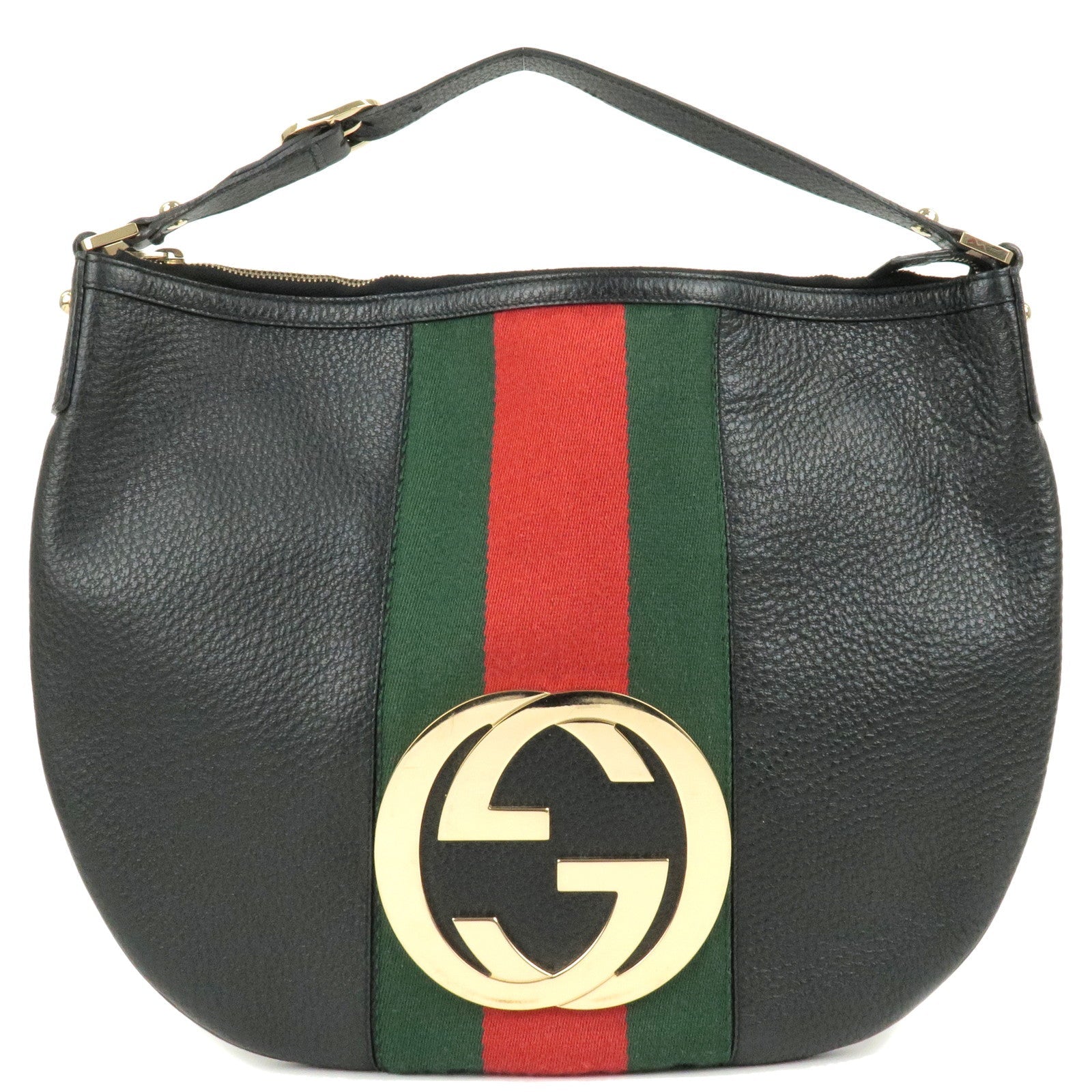 GUCCI Sherry Leather Shoulder Bag Hand Bag Black 130771