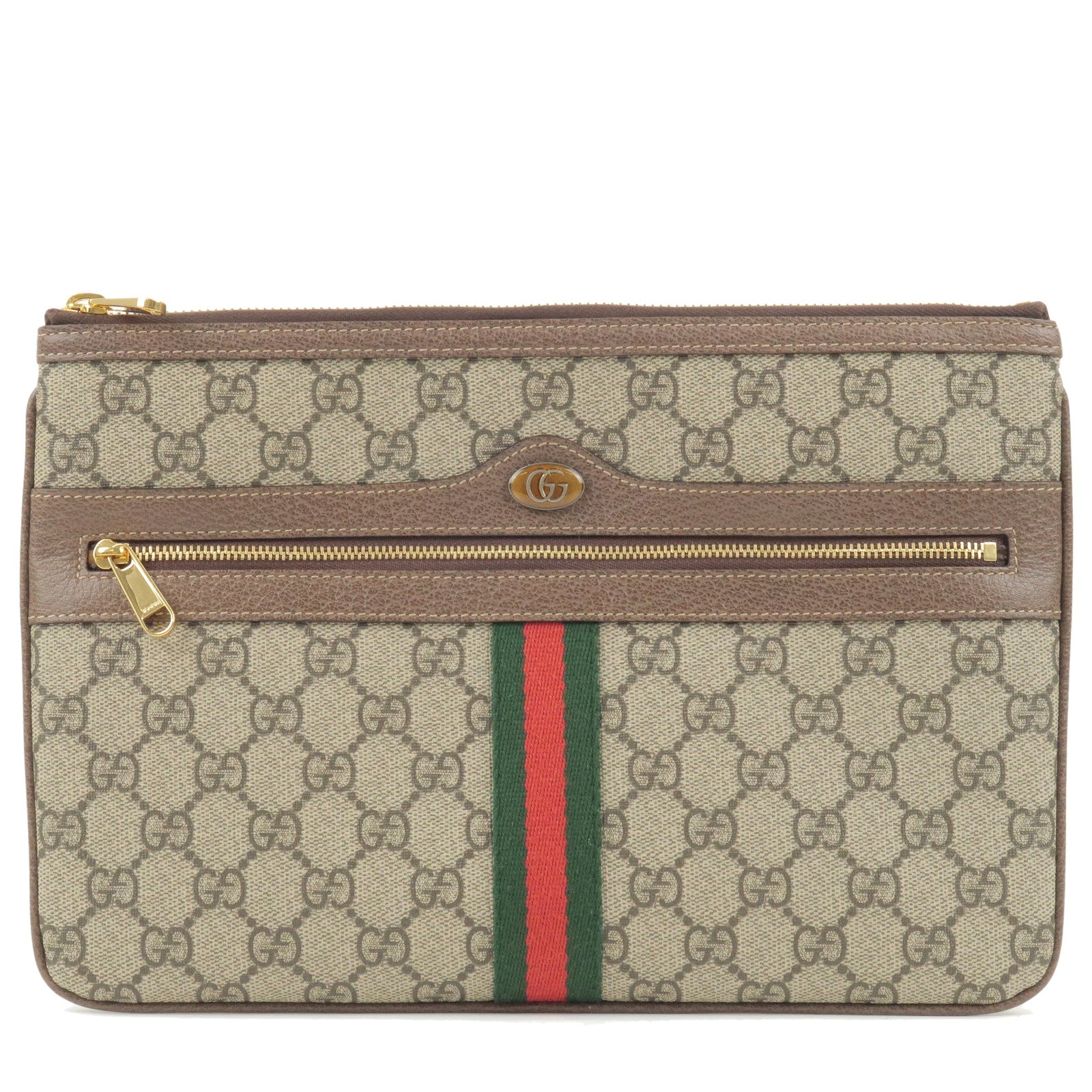 GUCCI Sherry Ophidia GG Supreme Leather Clutch Bag Beige 517551