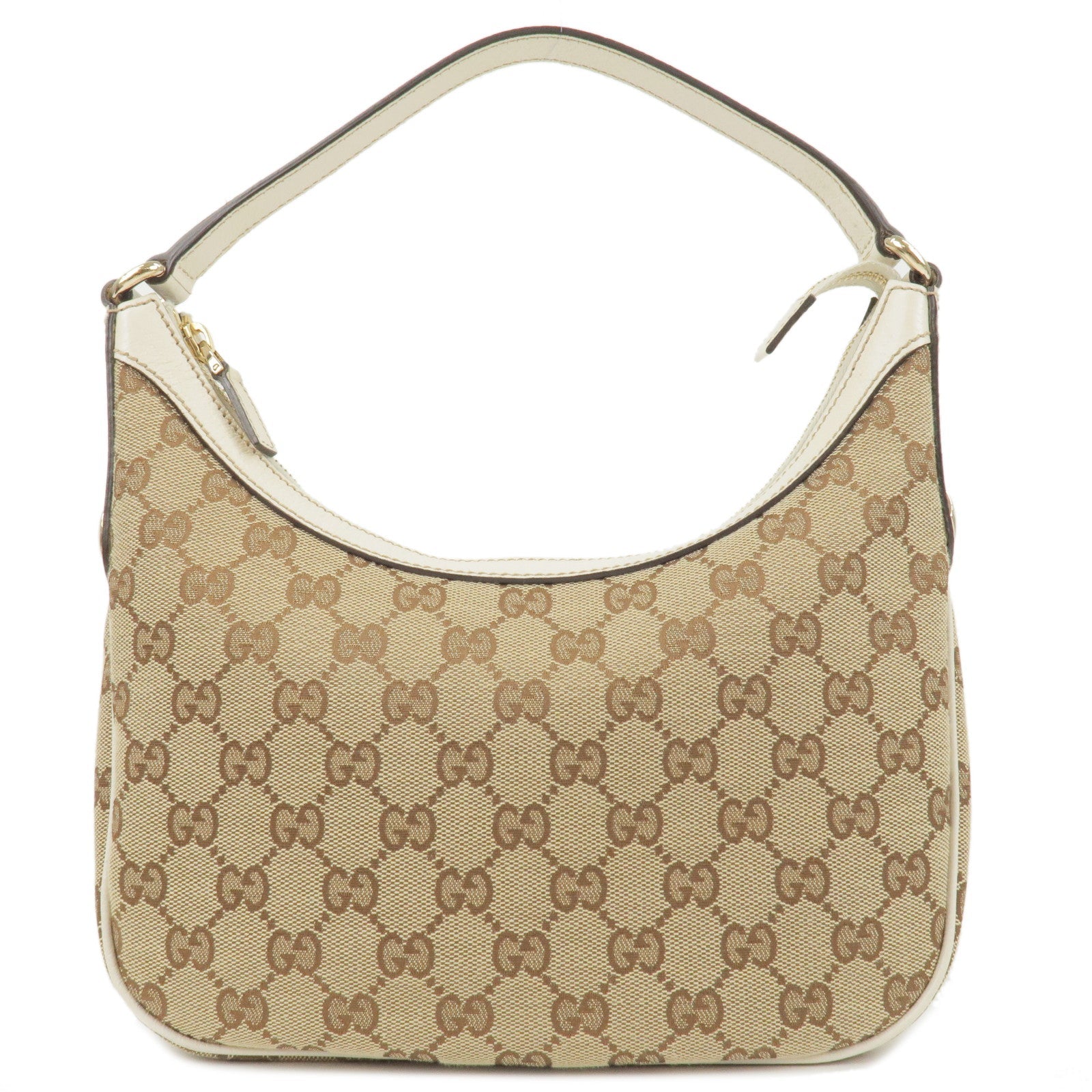 GUCCI GG Canvas Leather Shoulder Bag Hand Bag Beige Ivory 154395