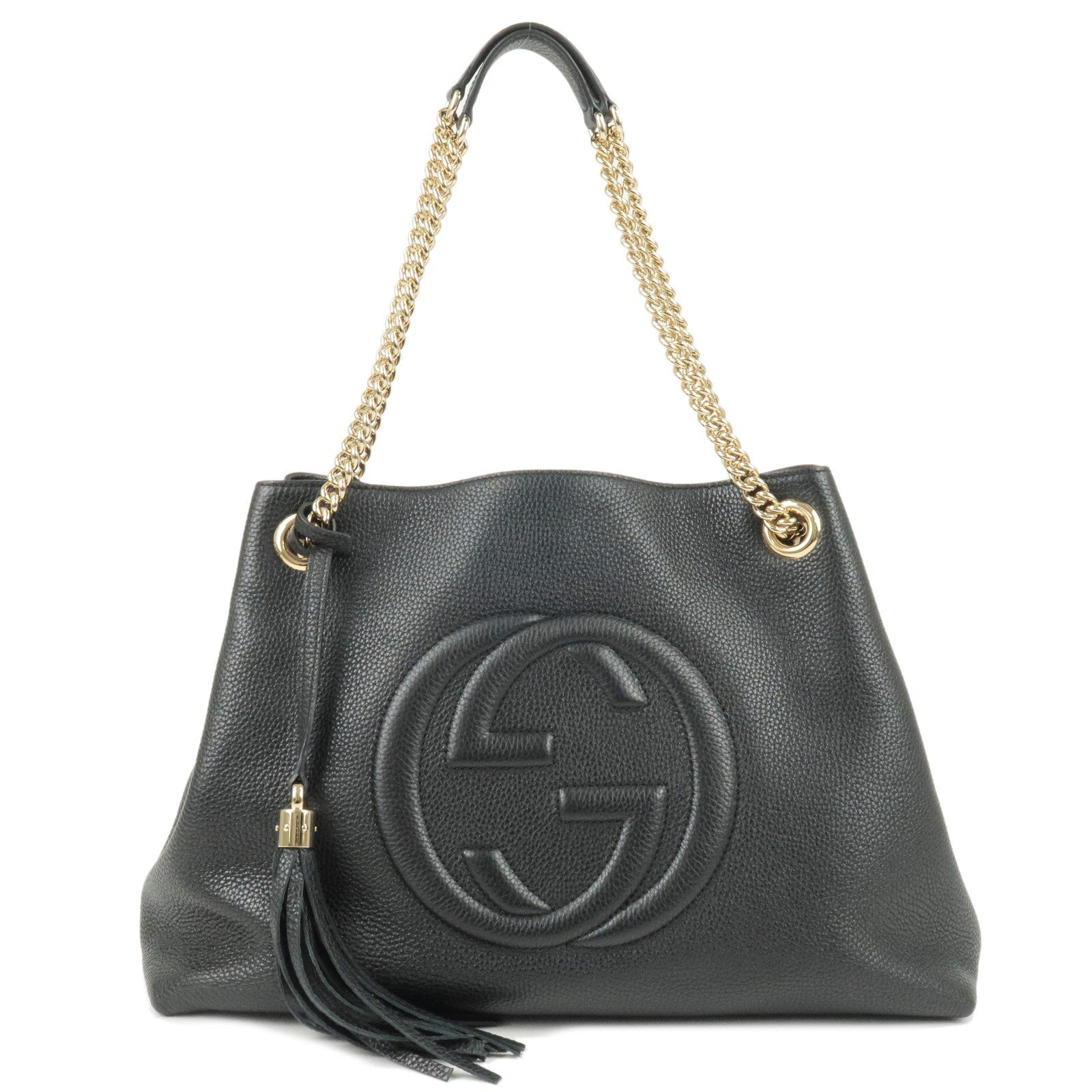 GUCCI SOHO Leather Chain Shoulder Bag Black 536196