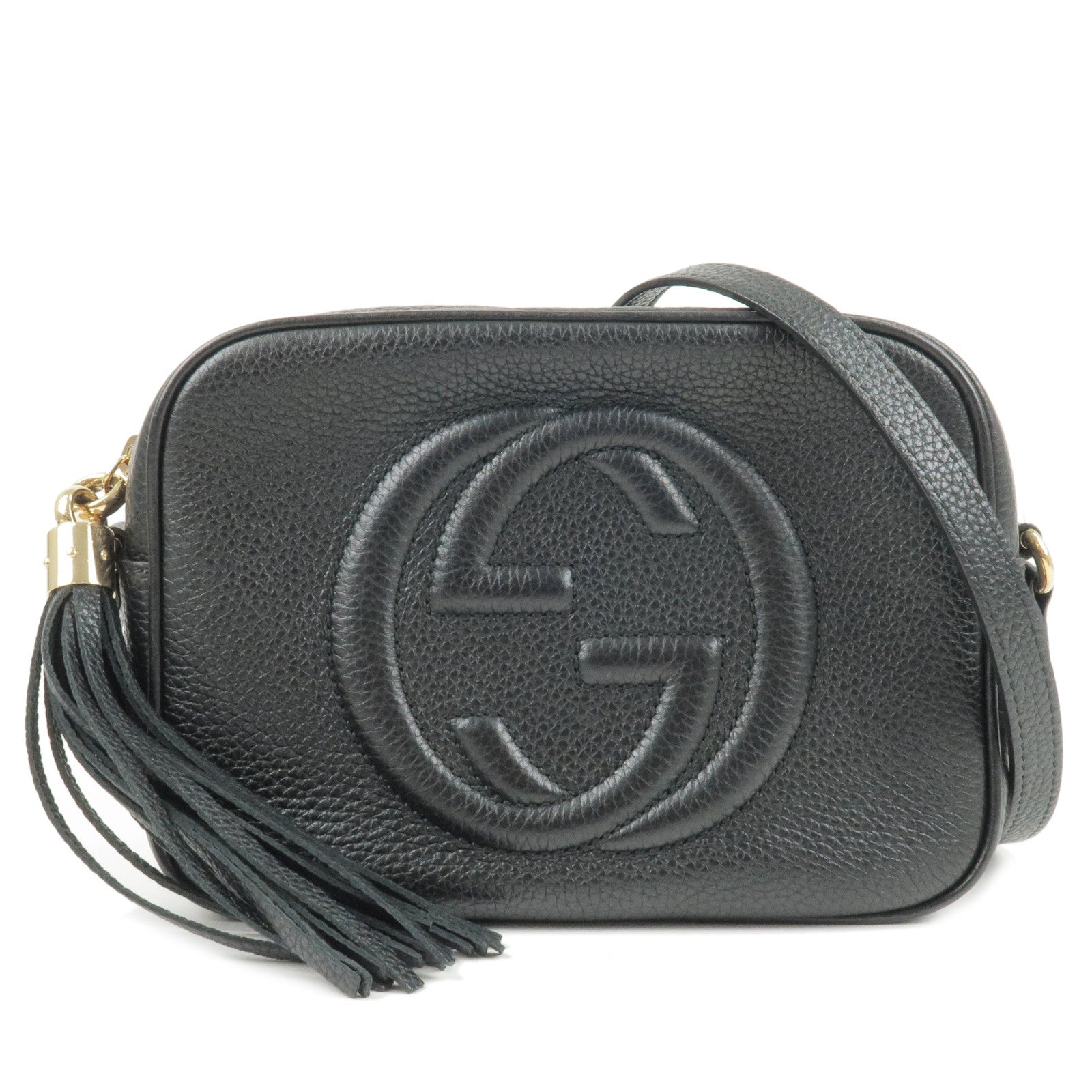 GUCCI SOHO Leather Small Disco Shoulder Bag Black 308364