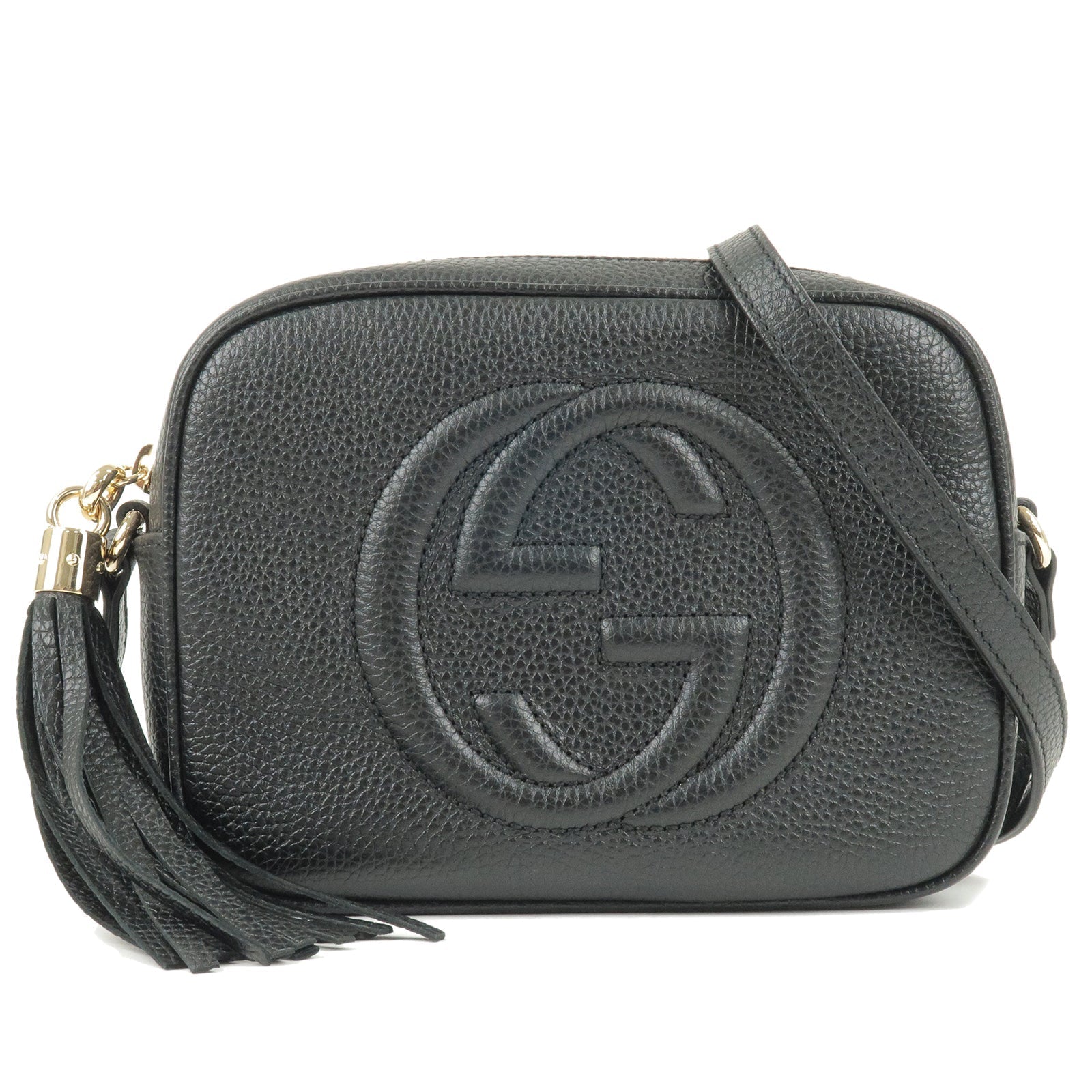 GUCCI SOHO Leather Small Disco Shoulder Bag Black 308364