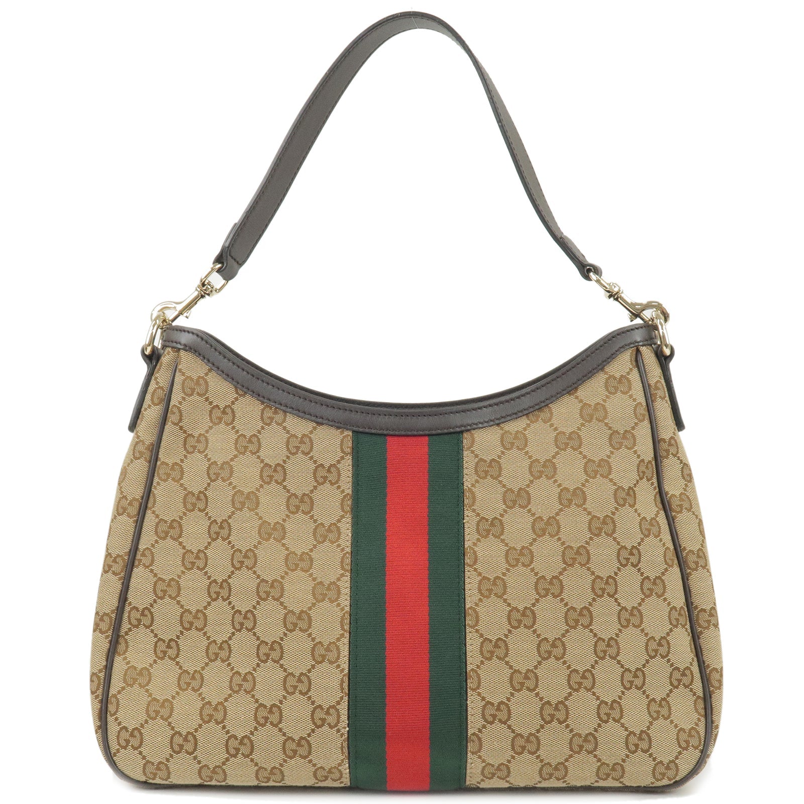 GUCCI Sherry Line GG Canvas Leather Shoulder Bag Beige 388921