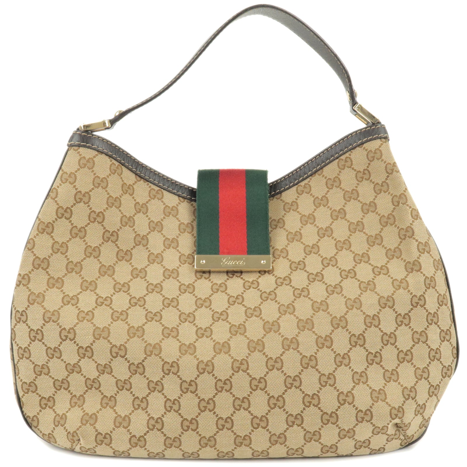 GUCCI Sherry Line GG Canvas Leather Shoulder Bag Beige 233604