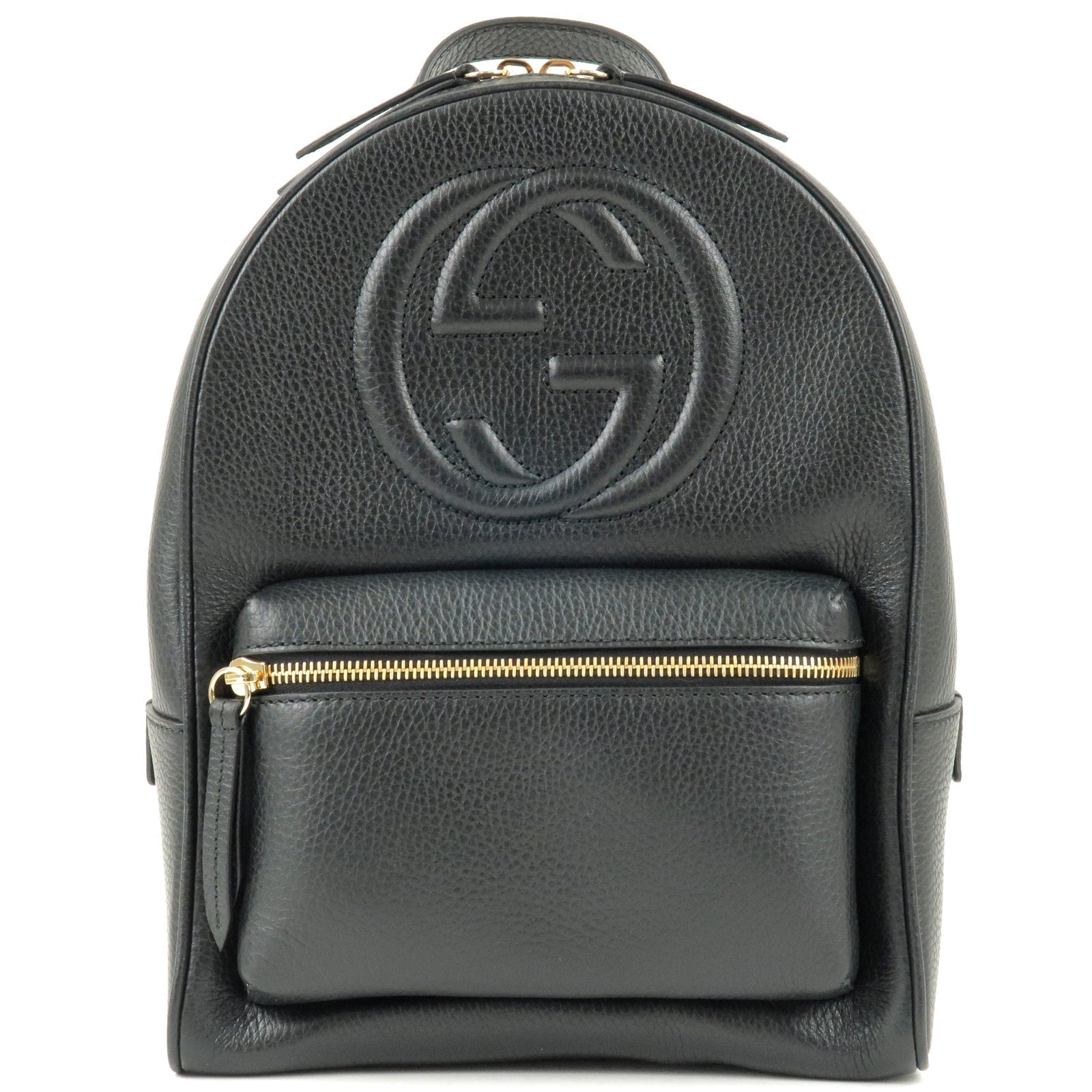 GUCCI SOHO Interlocking Leather Ruck Sack Back Pack Black 536192