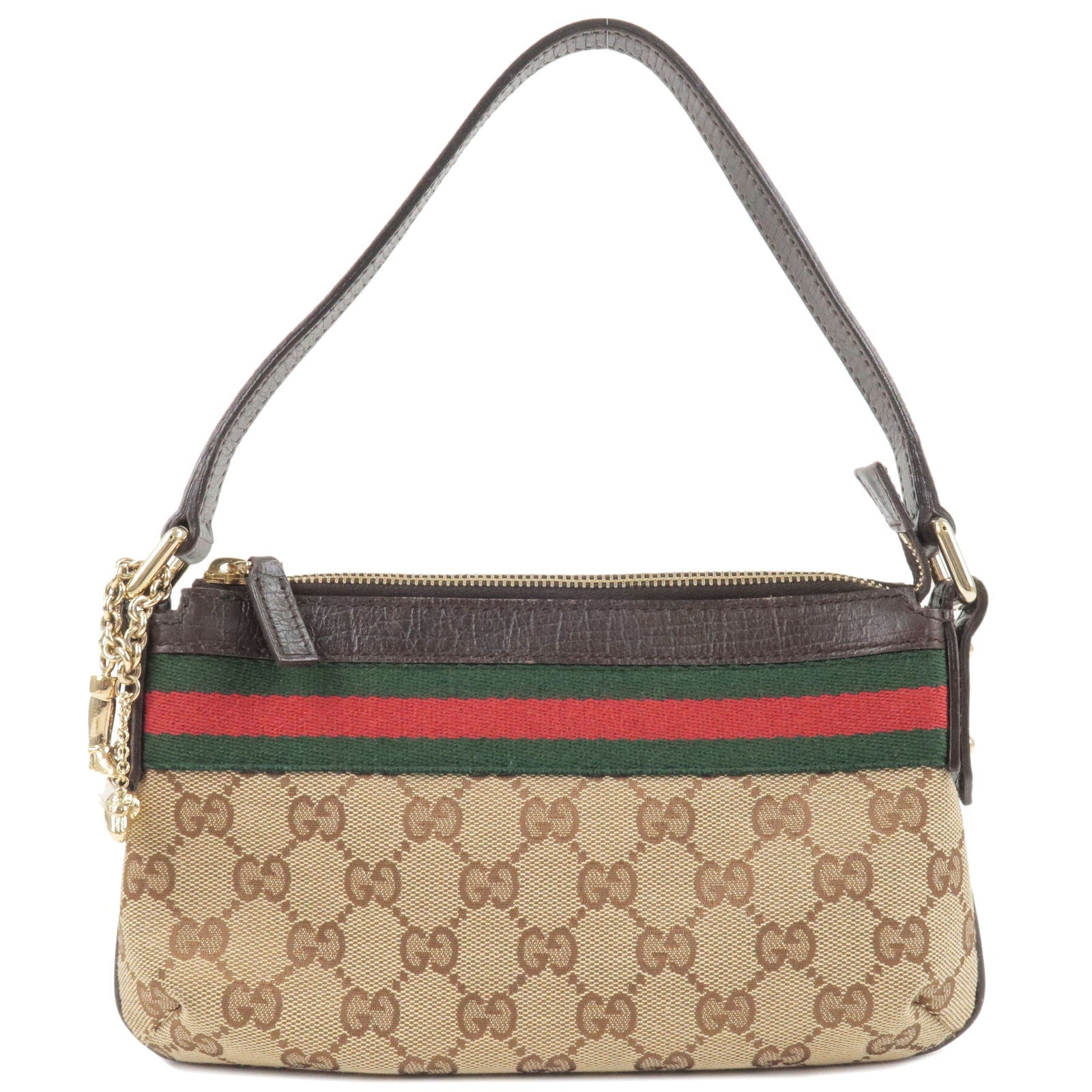 GUCCI Shelly Line GG Canvas Leather Shoulder Bag Beige 145970